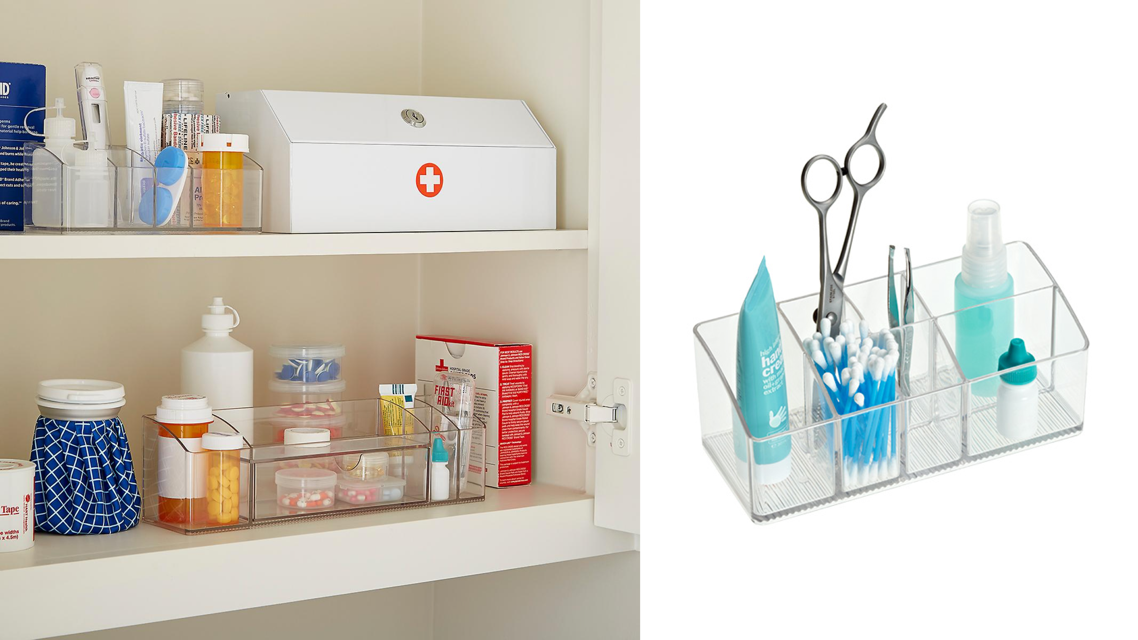 tiny plastic compartments to help organize your medicine cabinet