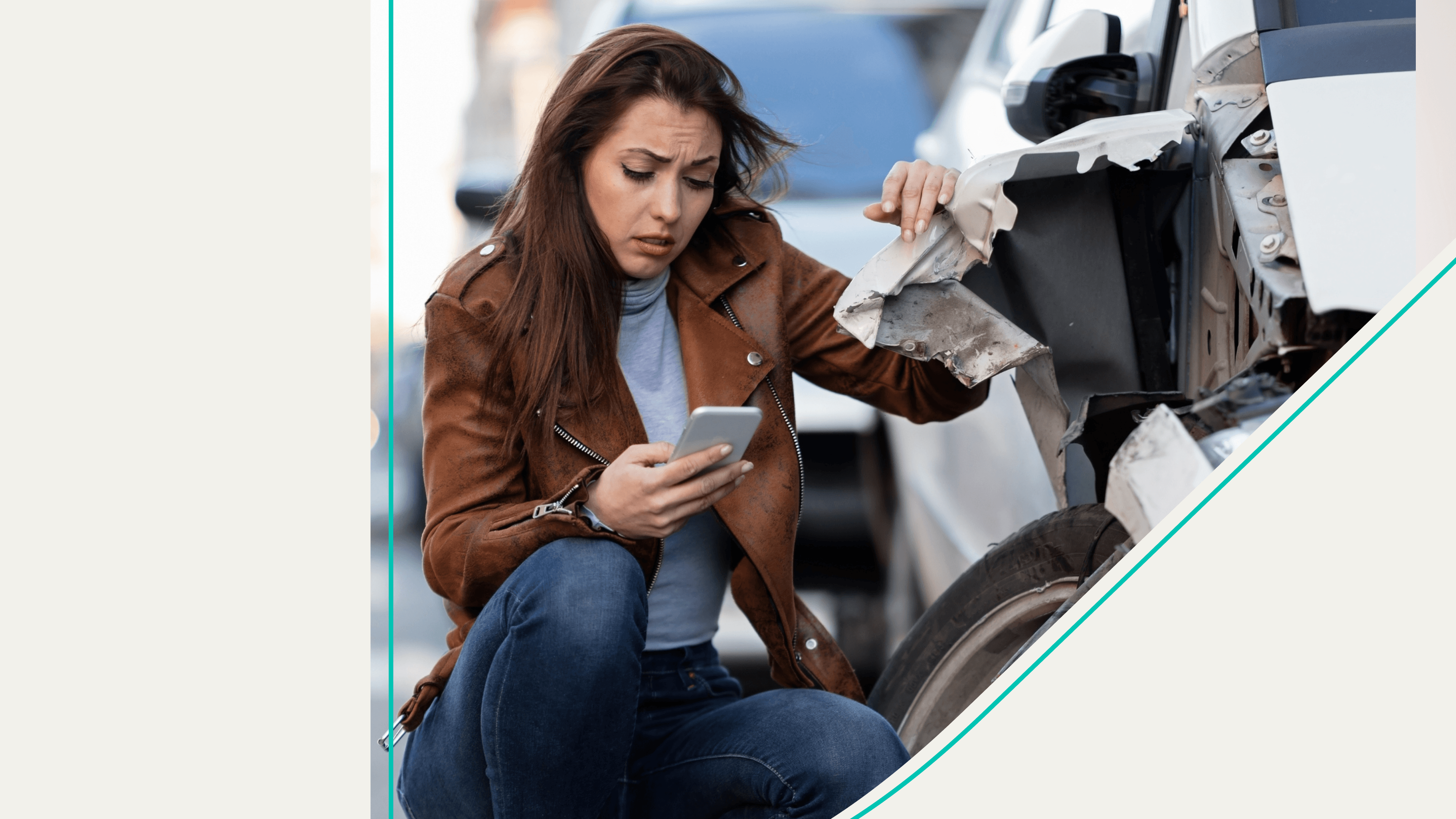 accessibility, woman using cell phone after an accident