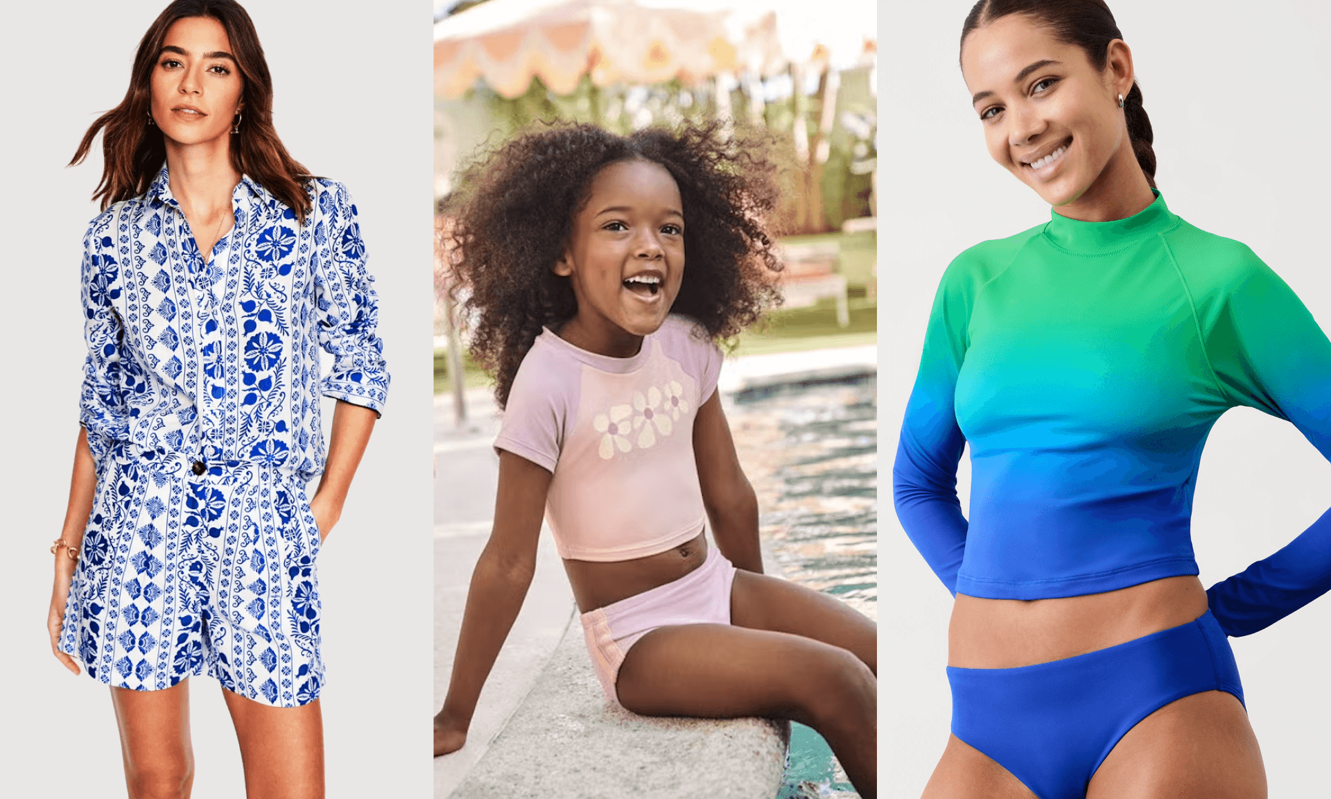 Collage of summer wardrobe staples. 