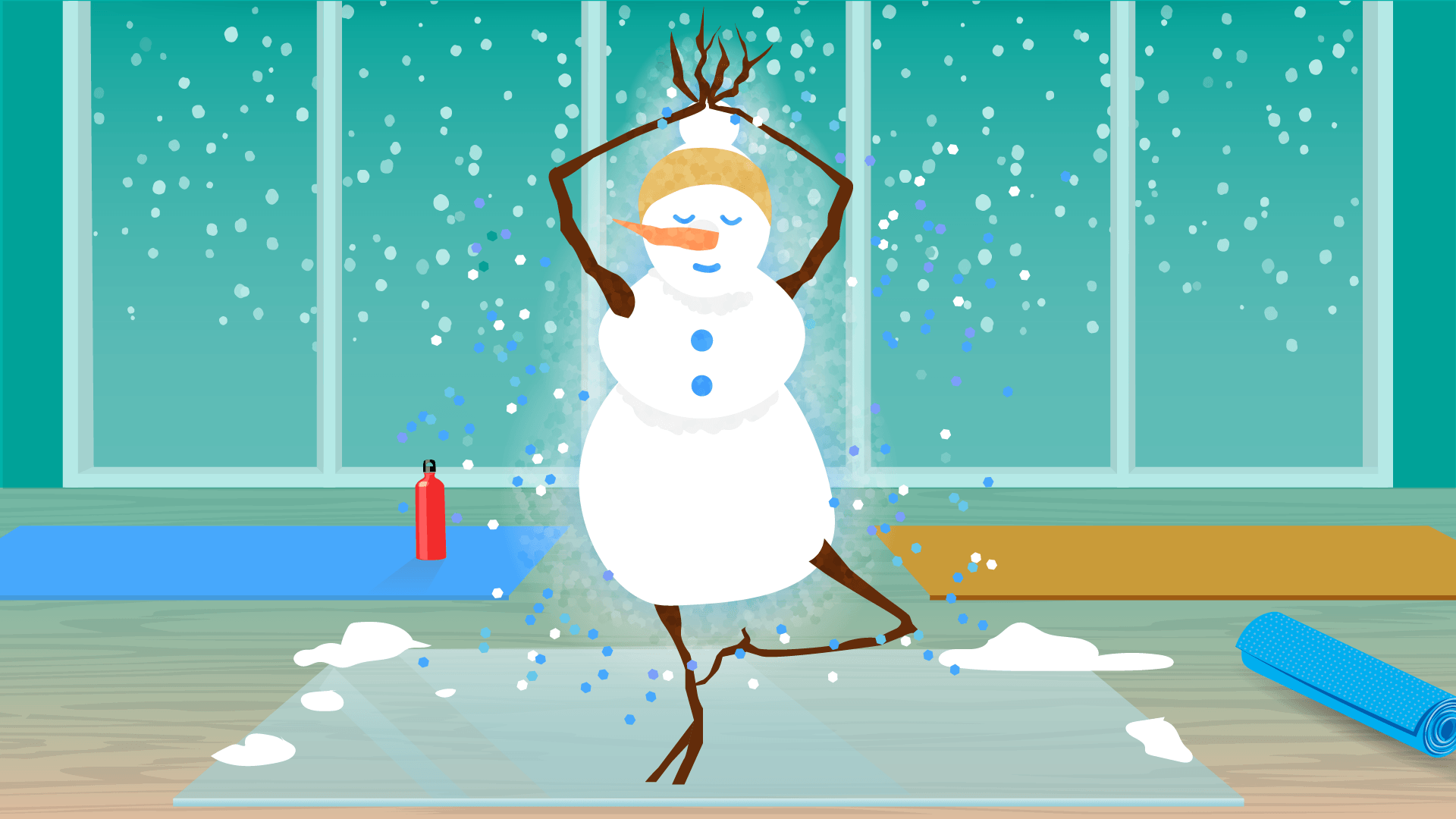 Holiday Zen - Snowman in tree pose
