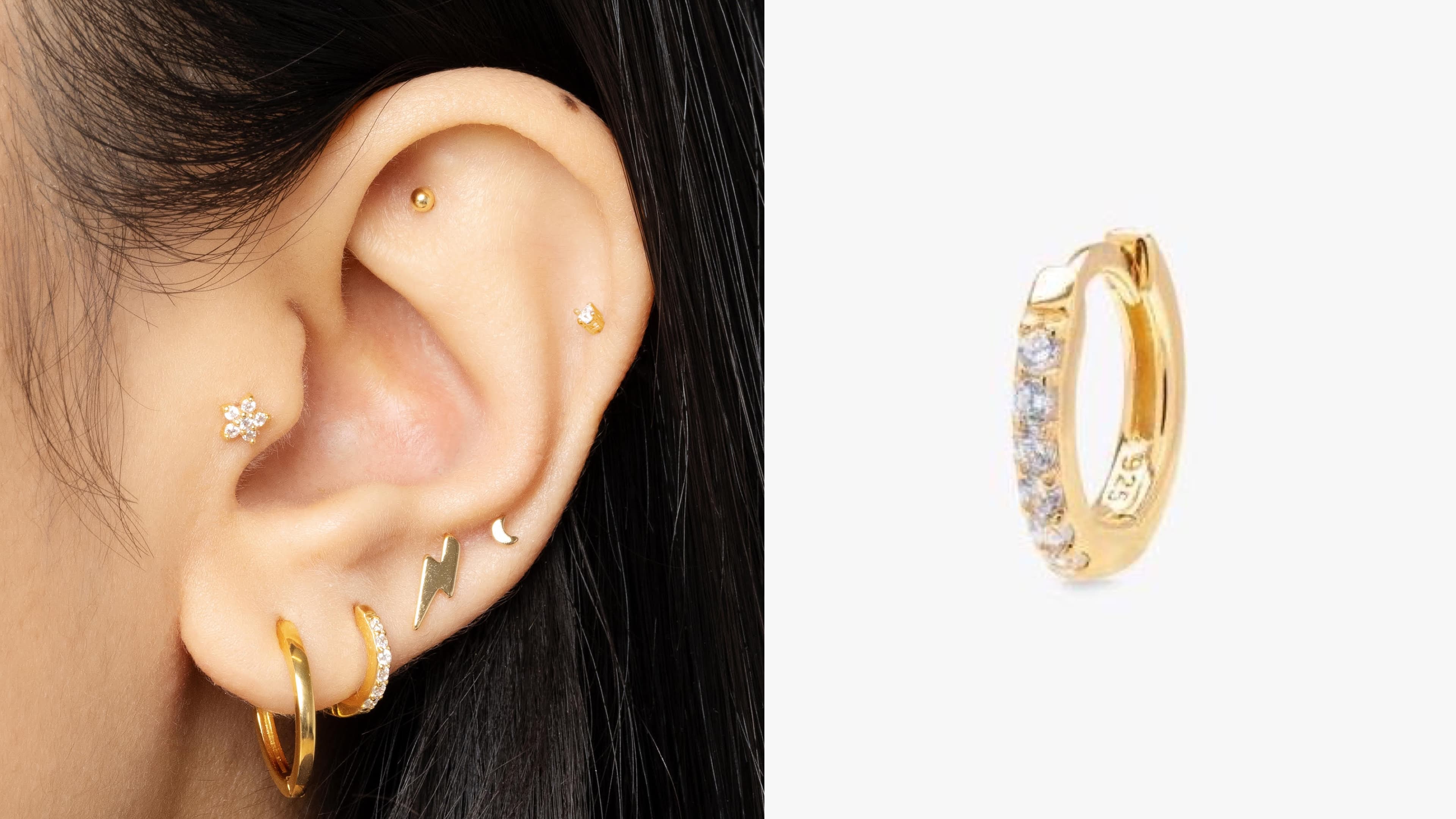 small studded hoop earring