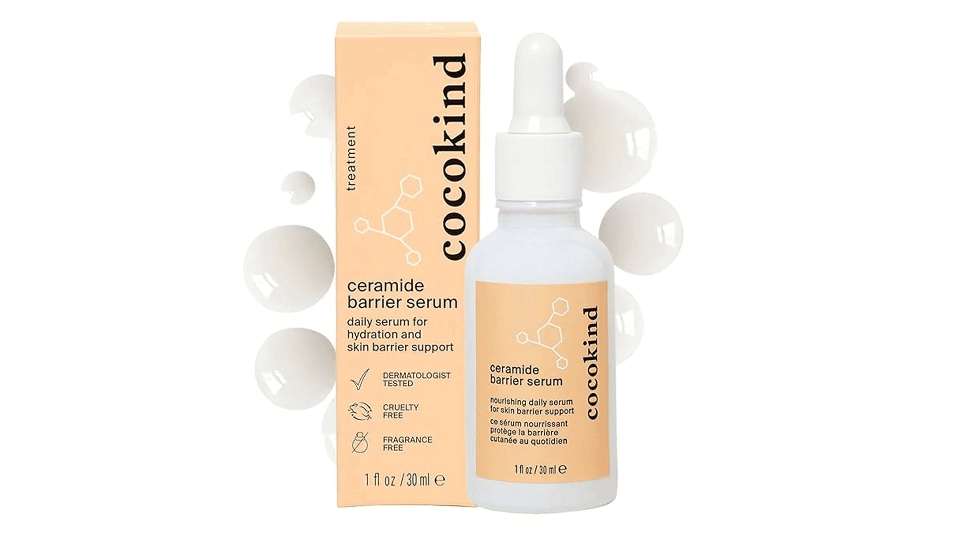 Cocokind Ceramide Barrier Serum, Hydrating Serum to Reduce Dryness, All Skin Types including Sensitive Skin, Fragrance Free, Cruelty Free, 1 fl oz