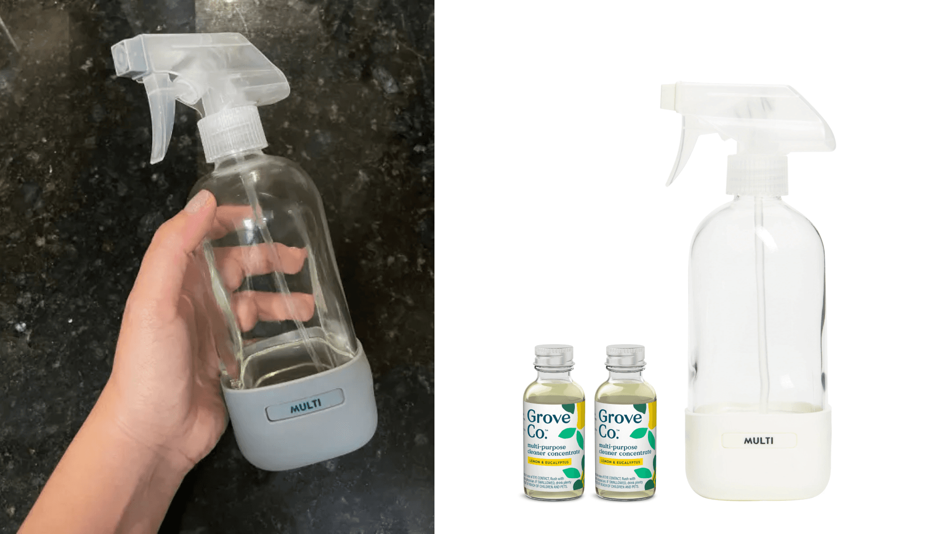 Grove Co., Multi-Purpose Cleaner Concentrate + Reusable Cleaning Glass Spray Bottle