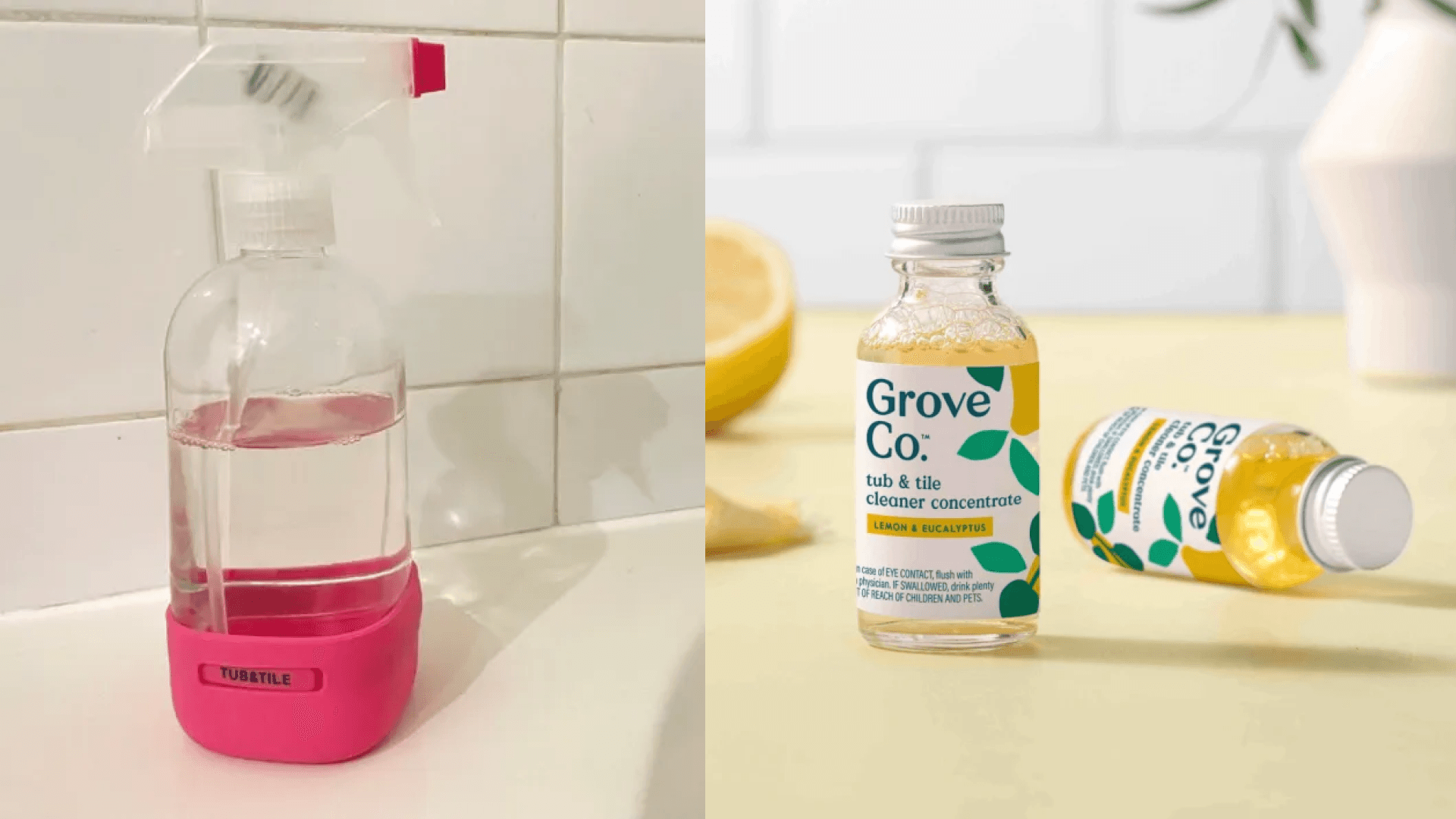 Grove Co., Tub & Tile Cleaner Concentrate + Reusable Cleaning Glass Spray Bottle