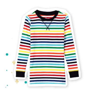 Primary Kids Rainbow Stripe PJ Top