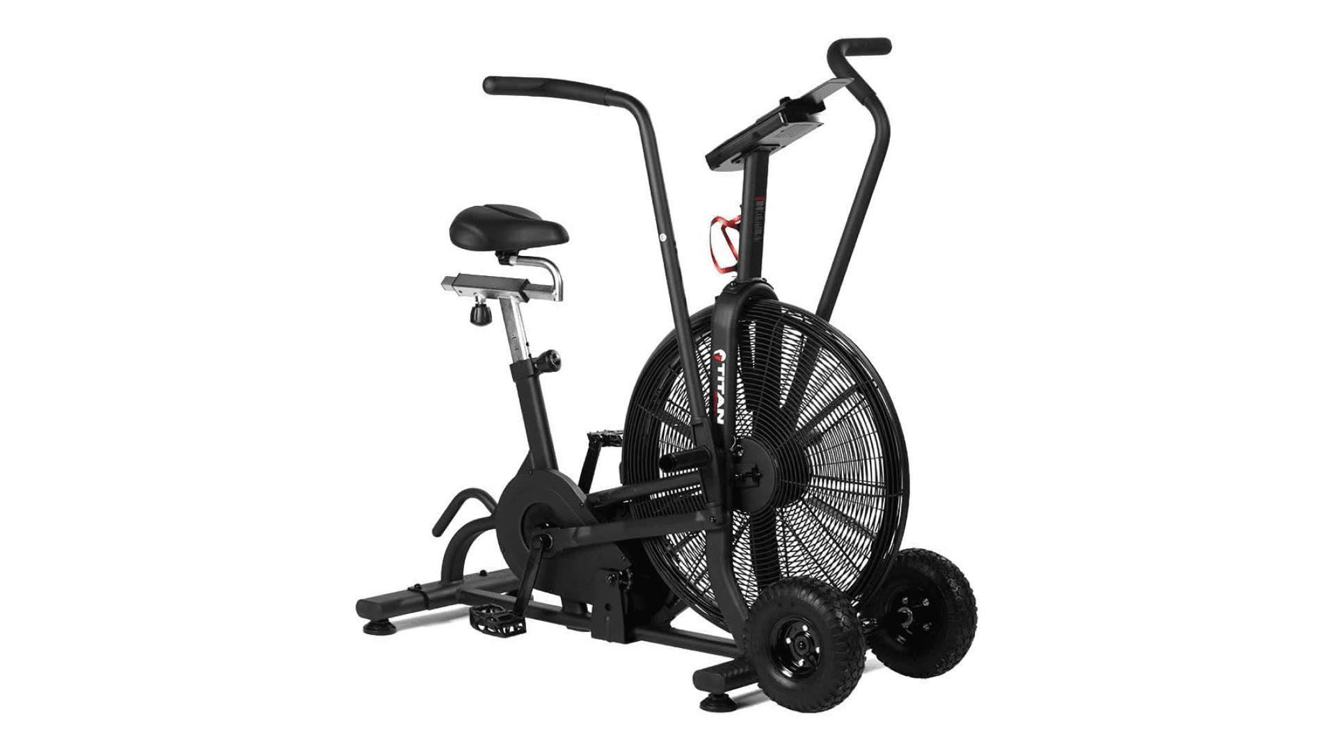 Titan Fitness Fan Bike, Indoor/Outdoor Cycling Exercise Bike with LCD Screen, Stationary Bike for Home Gym, Exercise and Cardio Workout Equipment, Black, 111 LB