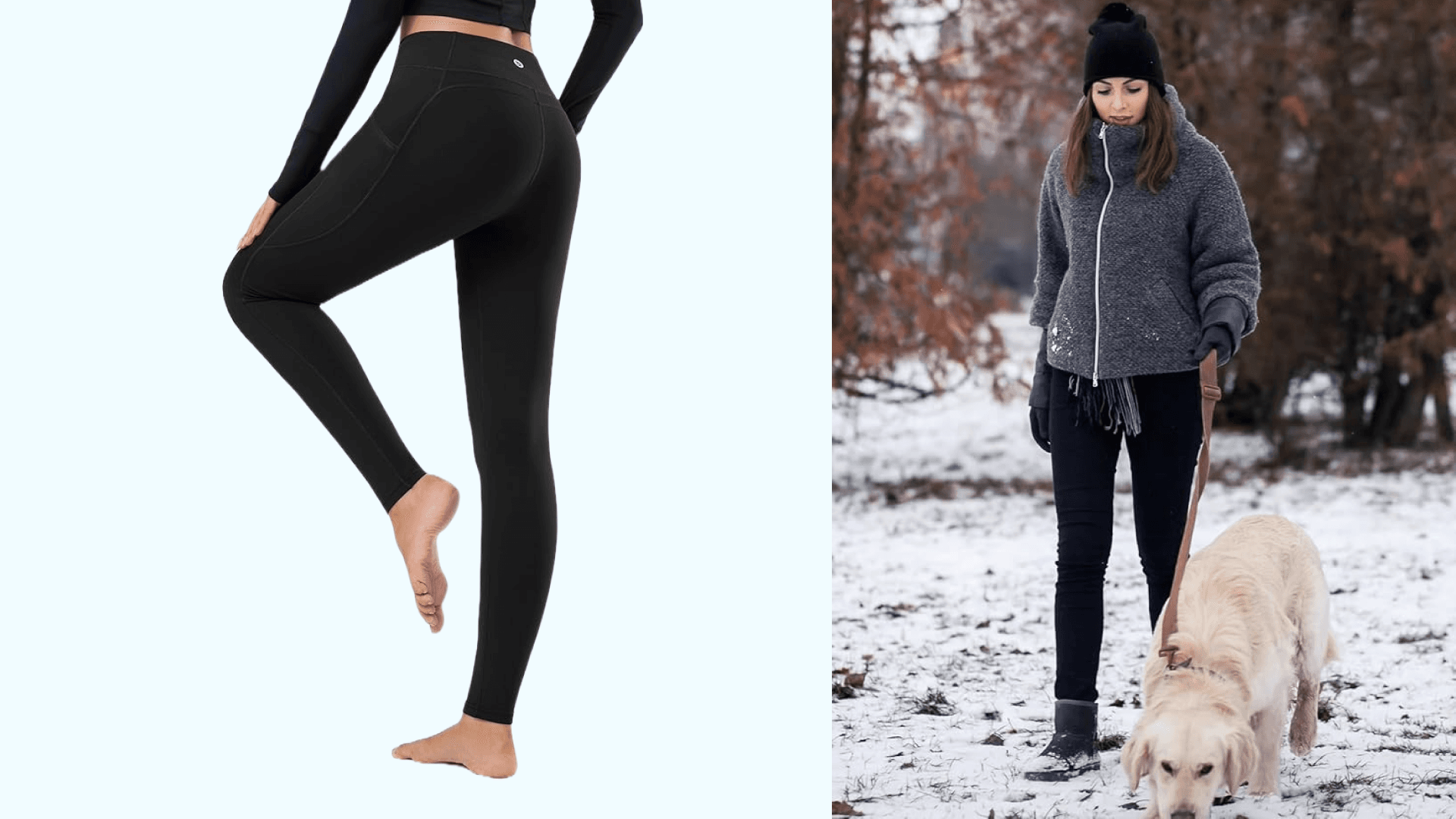 BALEAF Women's Fleece Lined Leggings Thermal Warm Winter Tights High Waisted Thick Yoga Pants Cold Weather with Pockets Black M