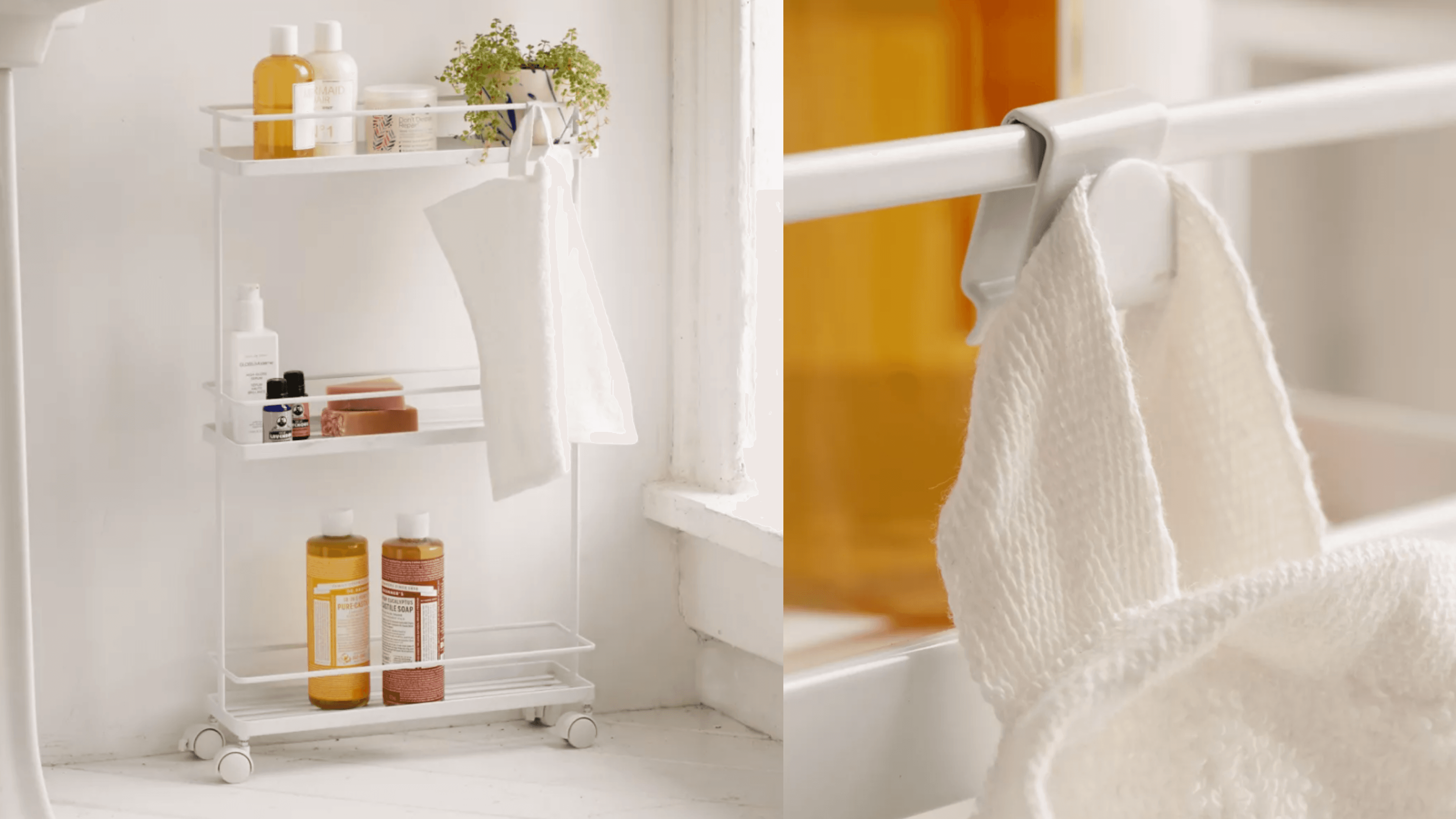 slim bathroom storage cart for extra toiletries 