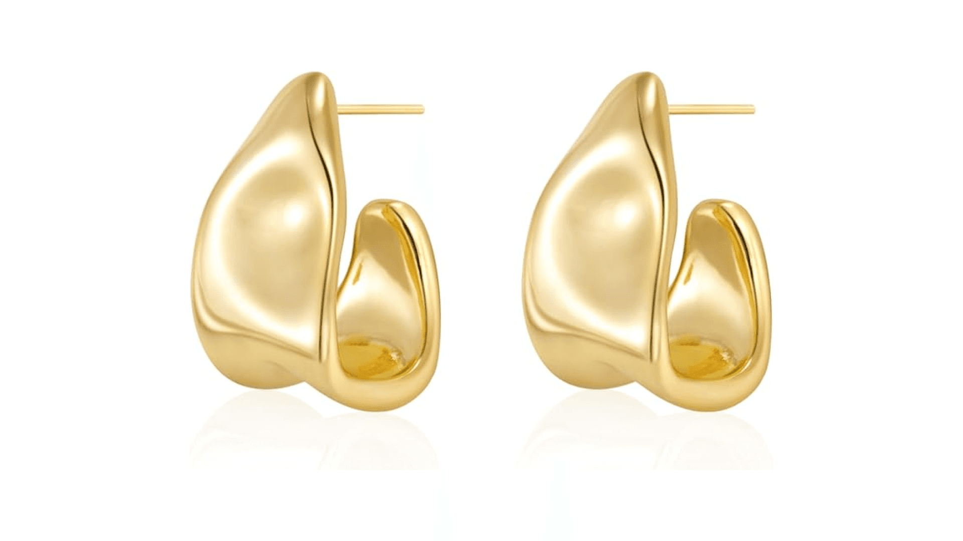 Amicon Gold Earrings for Women,14k Gold Plated Chunky Gold Stud Earrings Statement Cute Hypoallergenic Trendy Jewelry Gifts