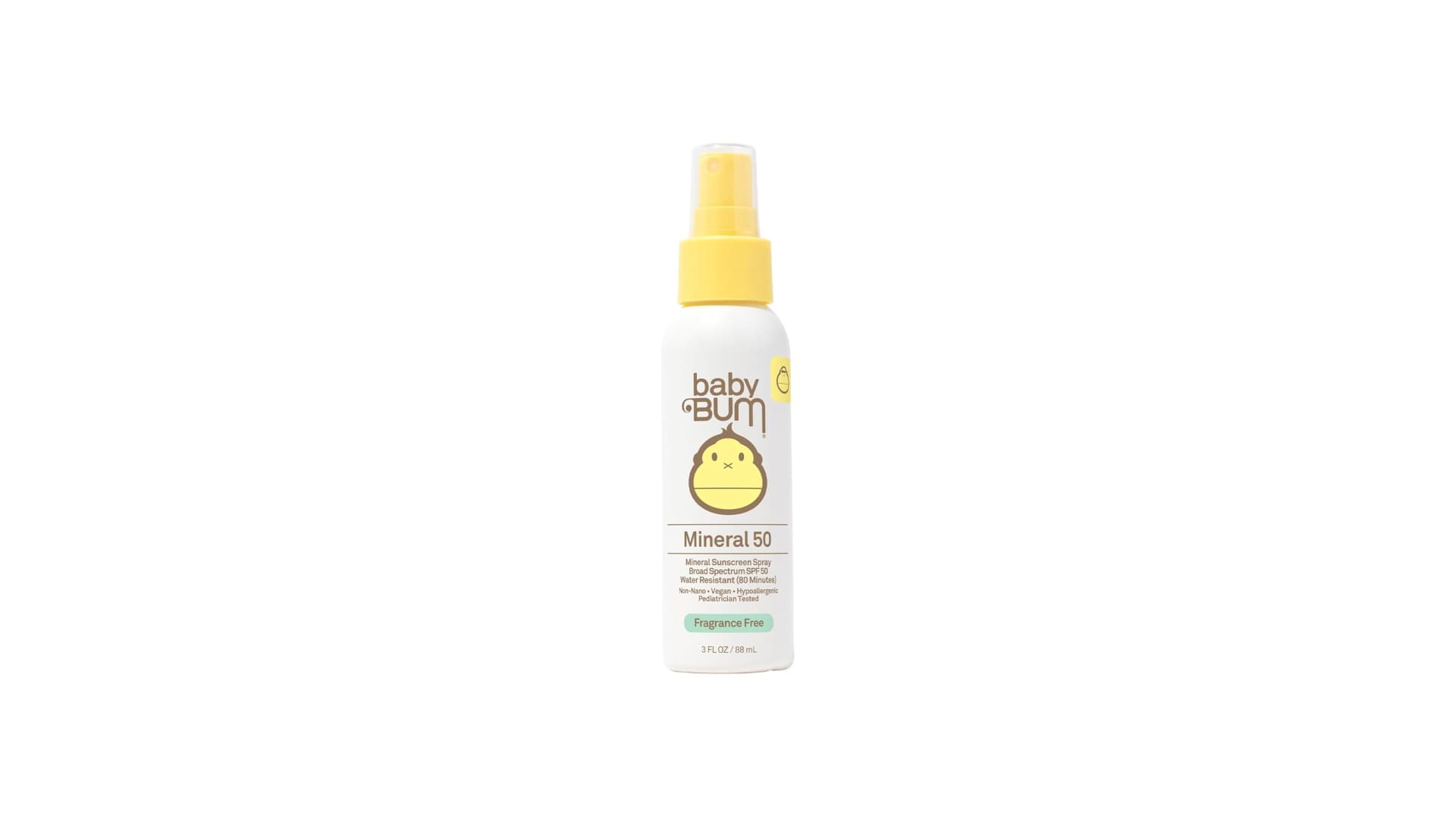 Baby Bum SPF 50 Sunscreen Spray | Mineral UVA/UVB Face and Body Protection for Sensitive Skin | Fragrance Free | Travel Size | 3 FL OZ