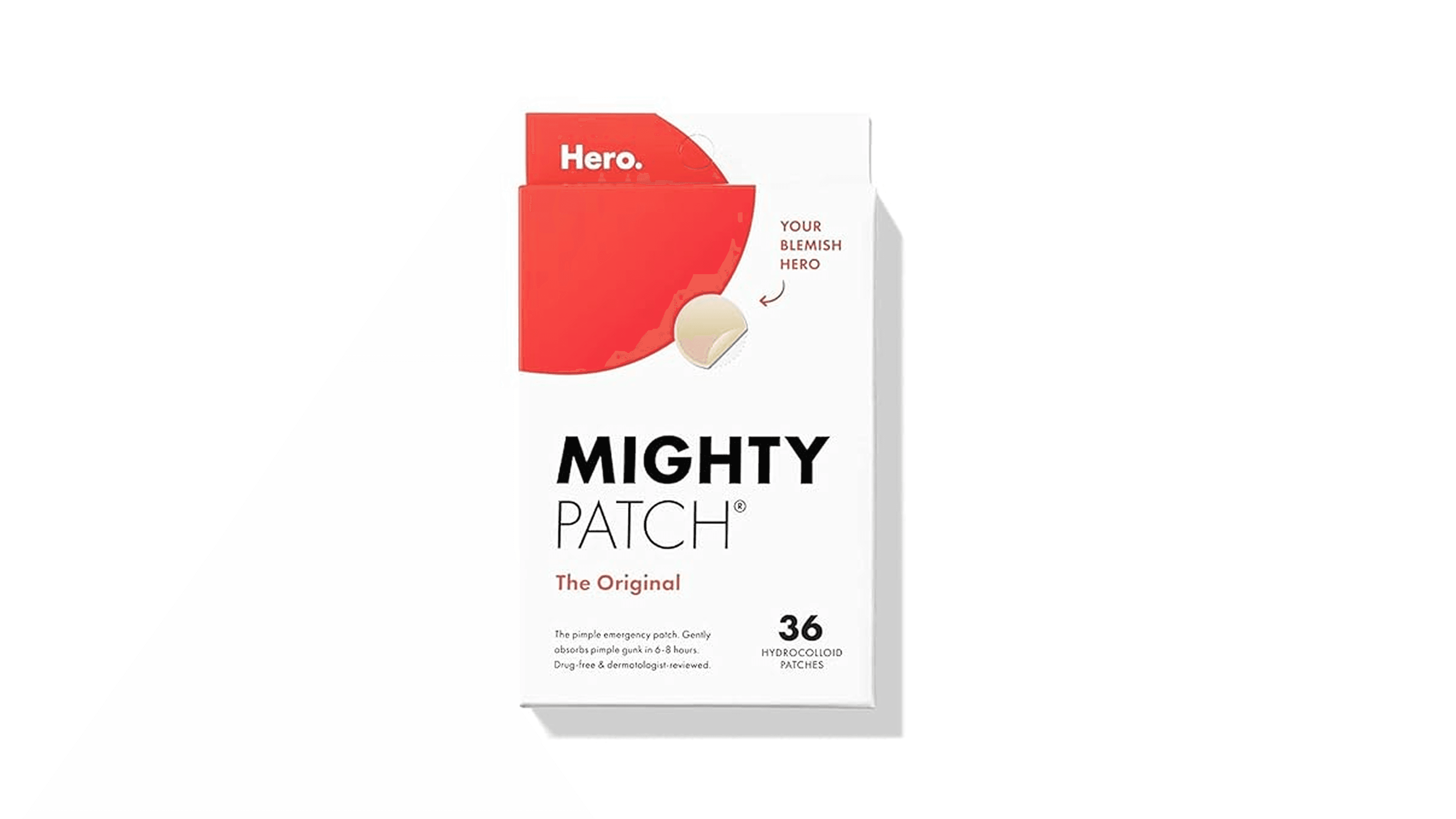 Mighty Patch™ Original patch from Hero Cosmetics – The #1 Hydrocolloid Acne Pimple Patch for Shrinking Zits and Whiteheads in 1 use; Nighttime Spot Stickers for Face and Skin (36 Count)