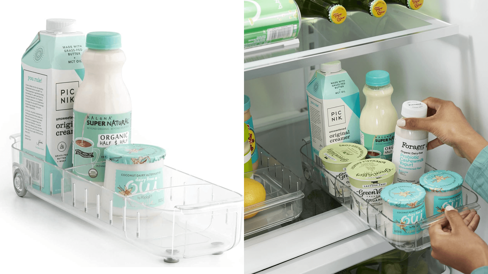 Fridge organizer pull out caddy