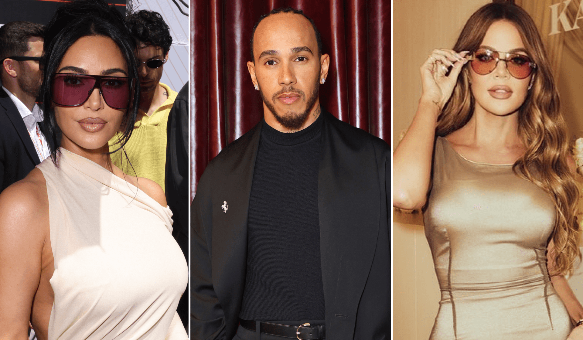 Kim Kardashian, Lewis Hamilton, and Khloé Kardashian