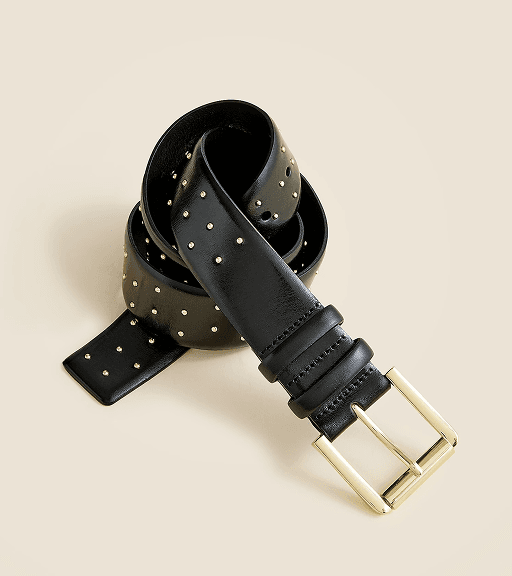 Wide Belt in Studded Italian Leather