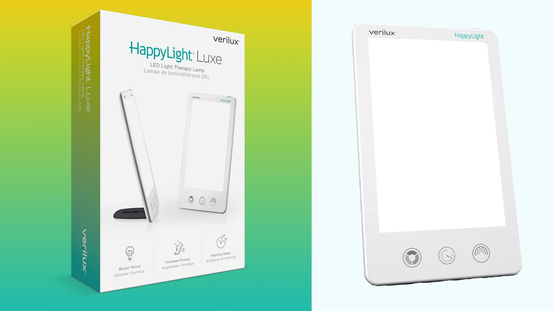 Verilux HappyLight Luxe - Light Therapy Lamp with 10,000 Lux, UV-Free, LED Bright White Light with Adjustable Brightness, Color, Countdown Timer, & Stand - Boost Mood, Sleep, Focus (White)