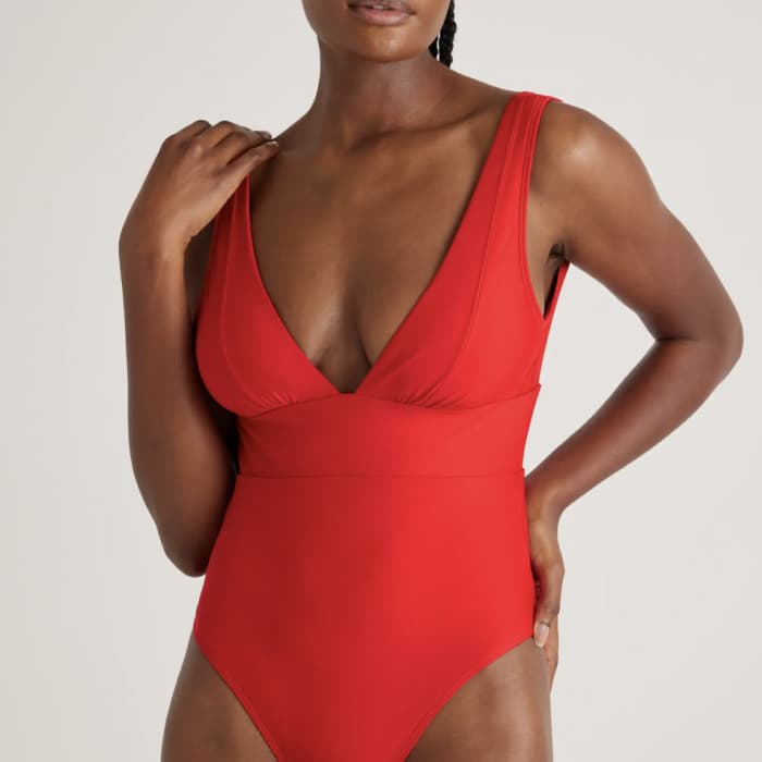 Quince Italian Plunge One-Piece Swimsuit