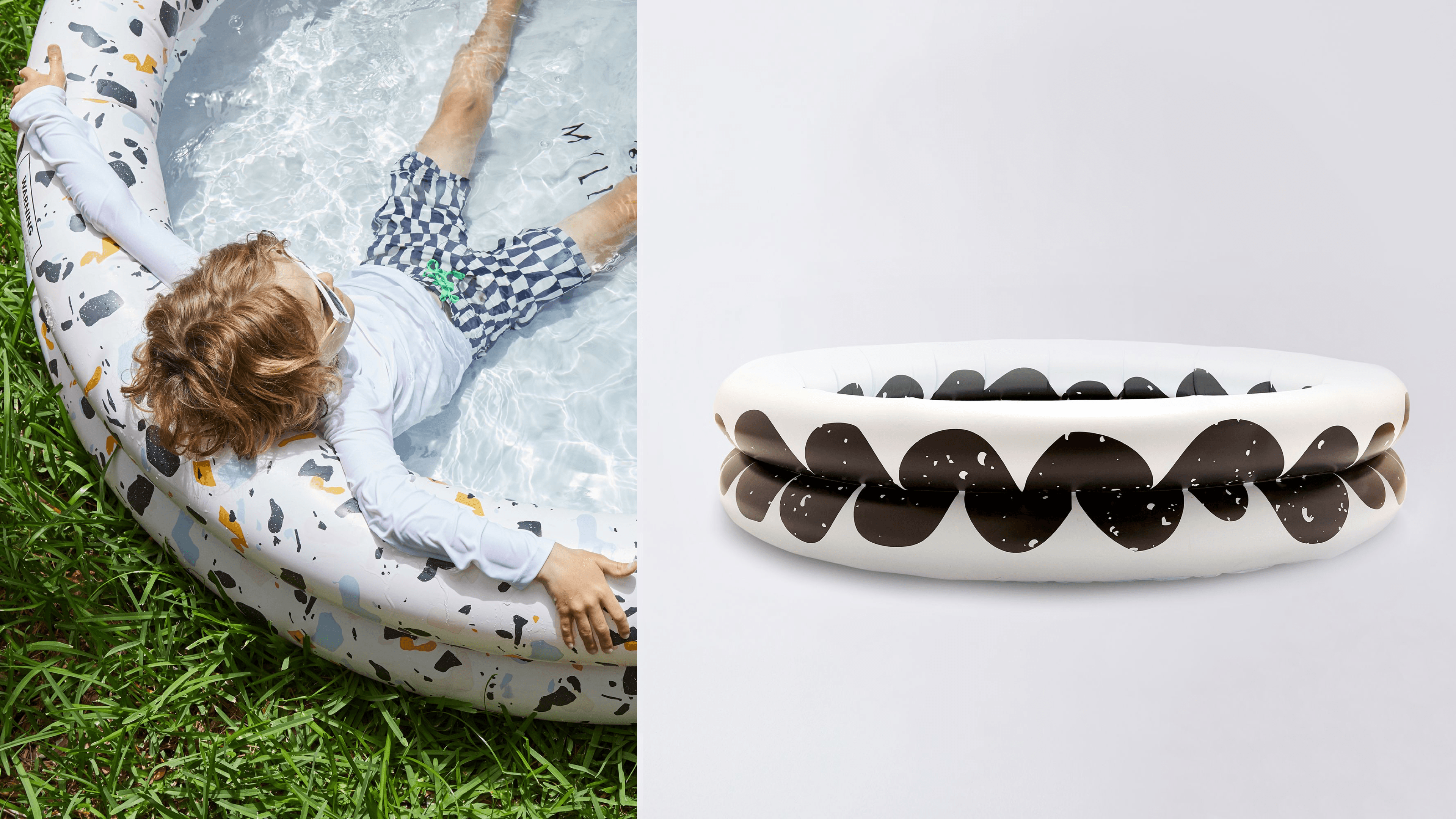 inflatable kiddie pool for backyard fun, comes in different colors and patterns