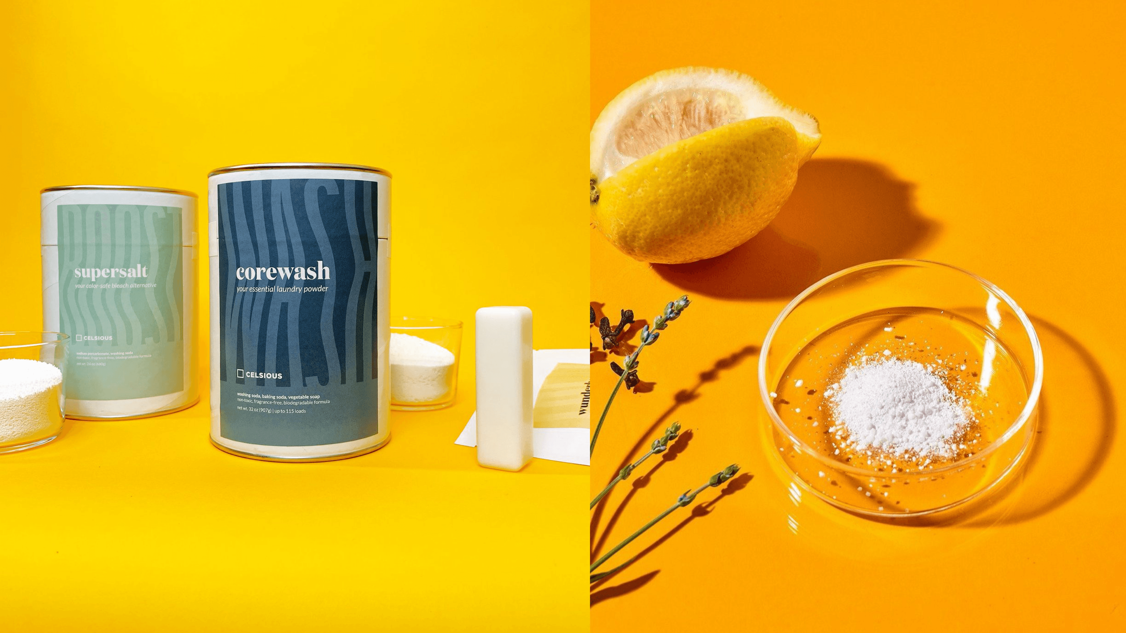 clean and ethically made laundry detergent powder with recyclable packaging