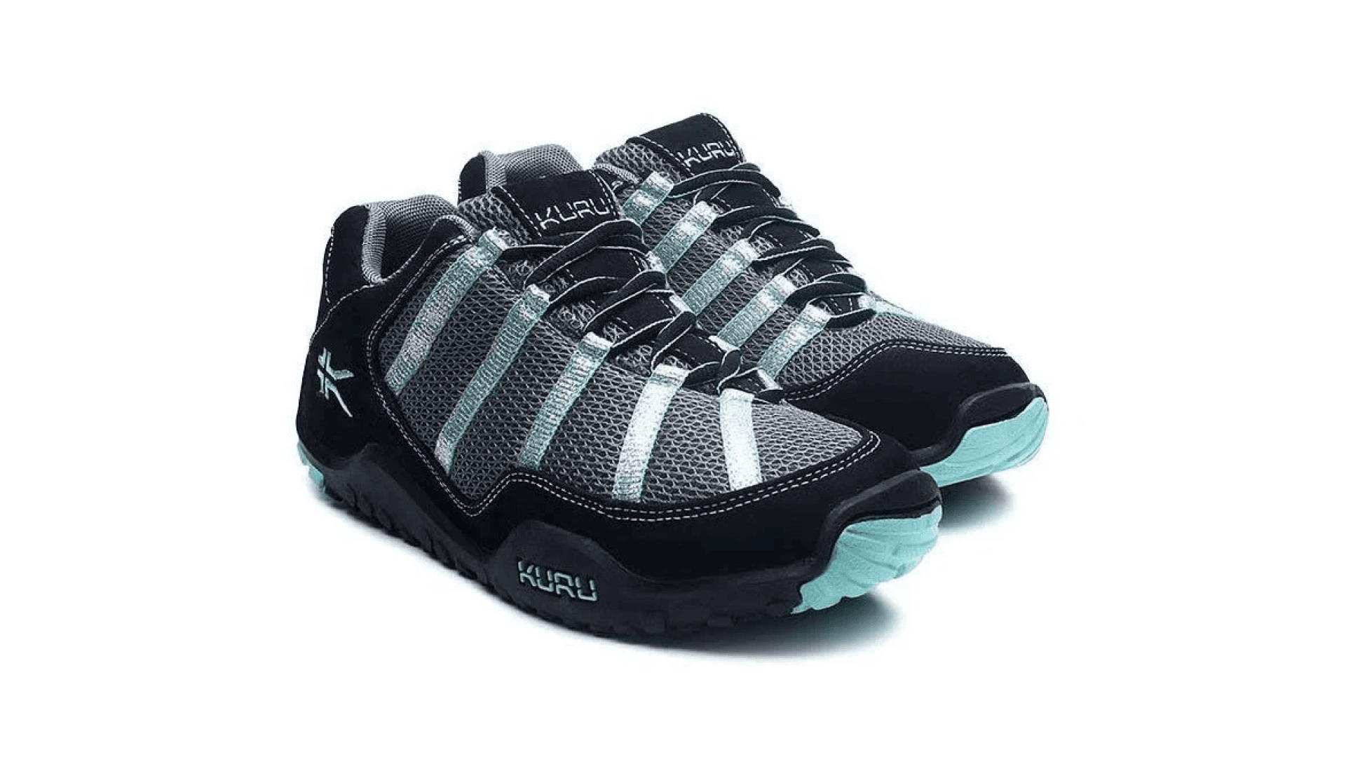 Black and light blue striped sneakers