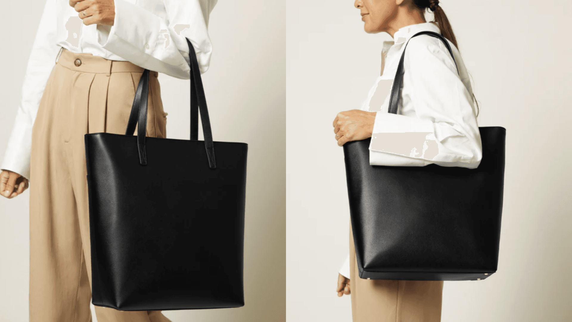 vertical leather tote bag