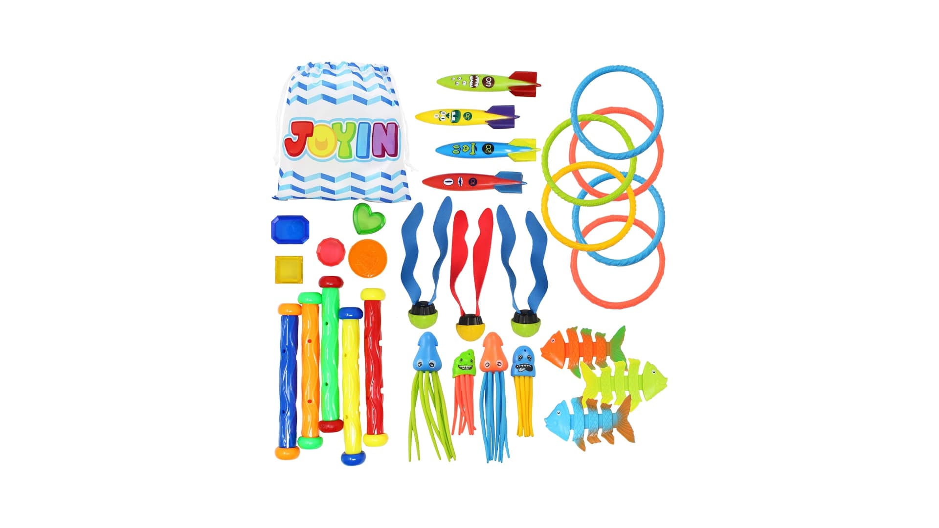 30-piece pool toys for kids. 