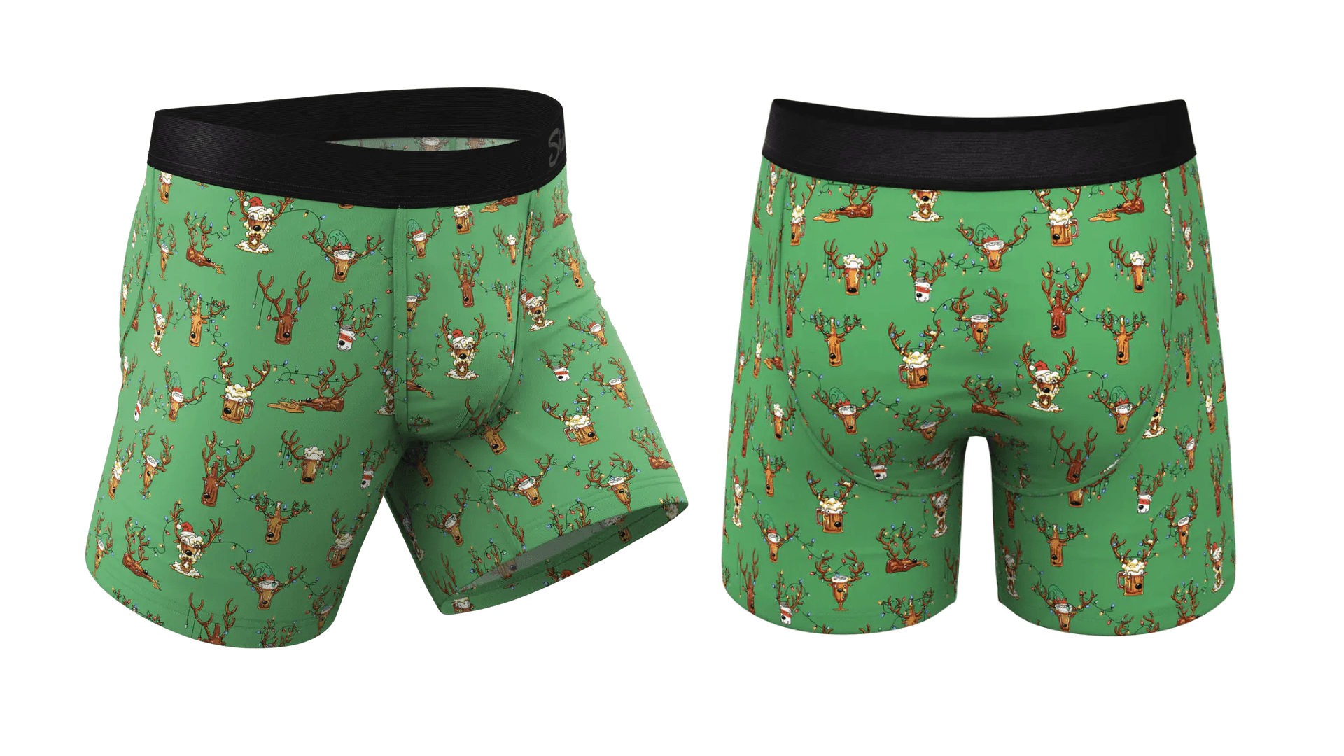 reindeer holiday themed boxer briefs for men