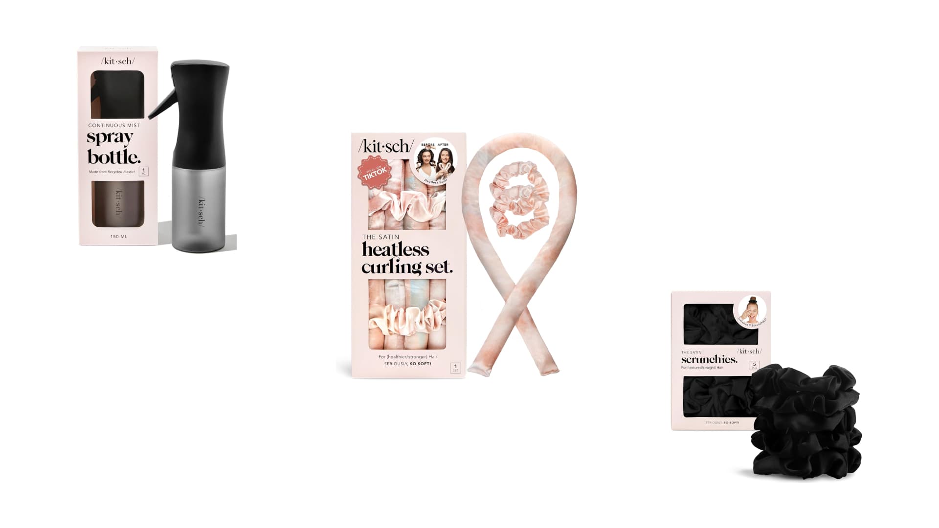 Kitsch Continuous Spray Bottle for Hair – Fine Mist Water Mister & Water Spray Bottle – Recycled Hair Spray Bottle – Spray Bottles for Cleaning, Styling, Plants & More – Black, 150ml