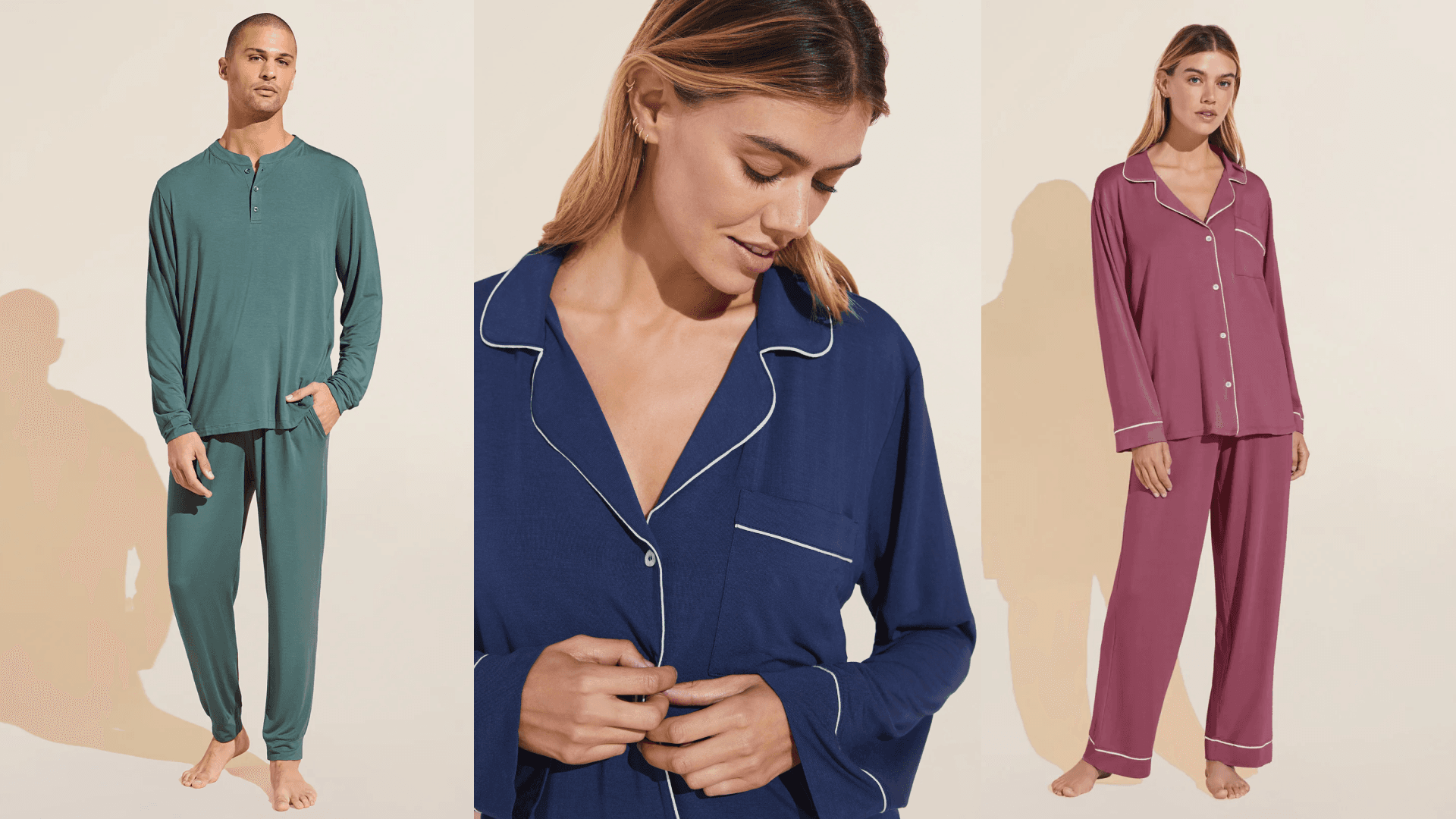 long sleece tencel modal pajama set in various colors