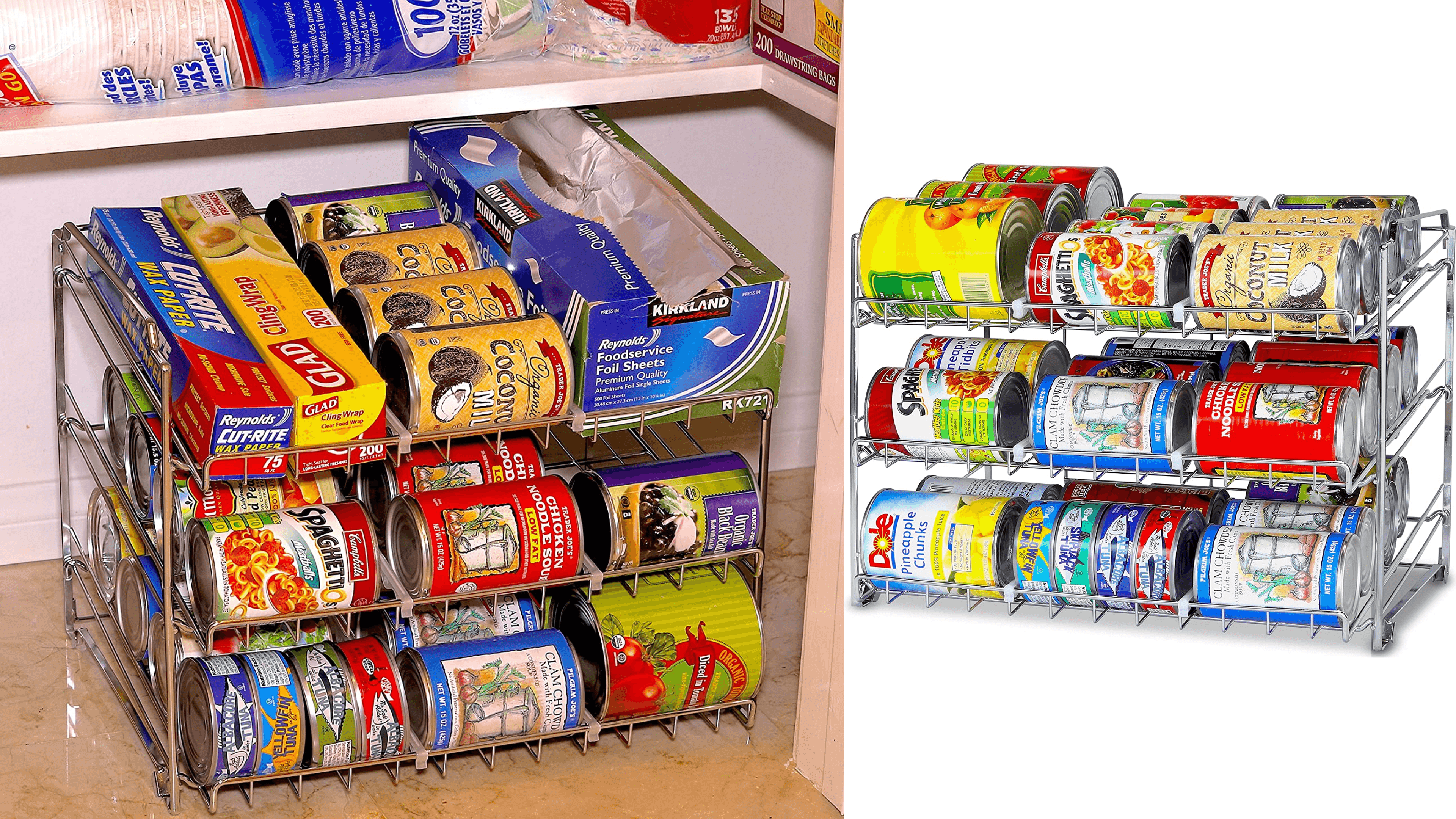 metal rack holder for round cans