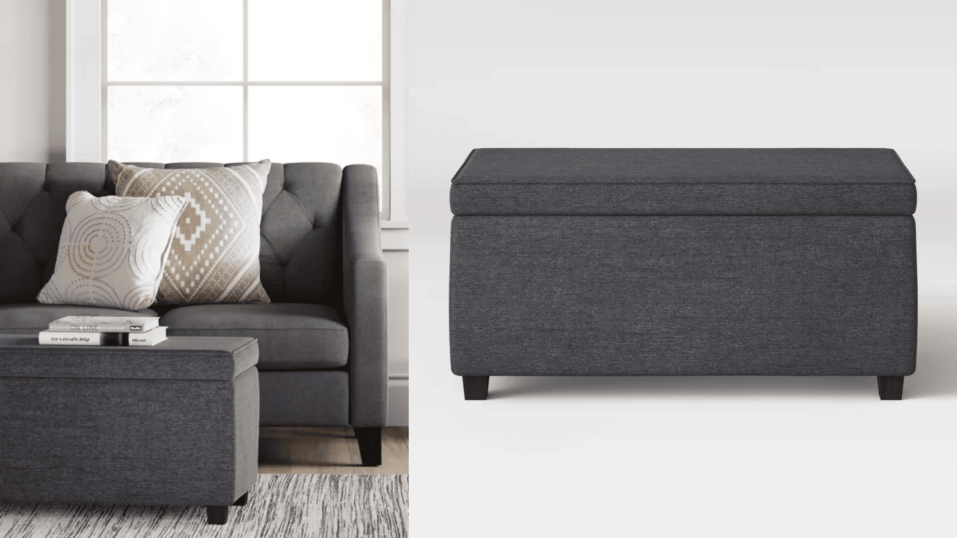 gray ottoman with storage