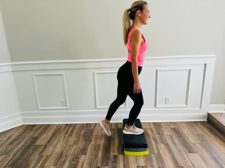 Physical therapist demonstrating step-up