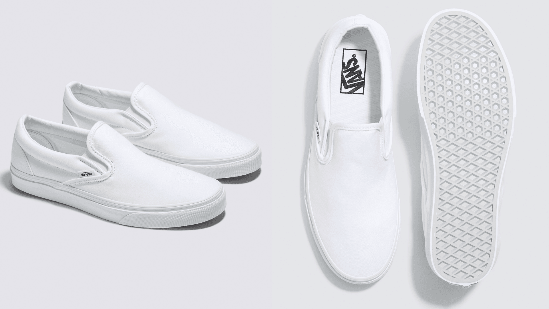Vans white slip on shoes