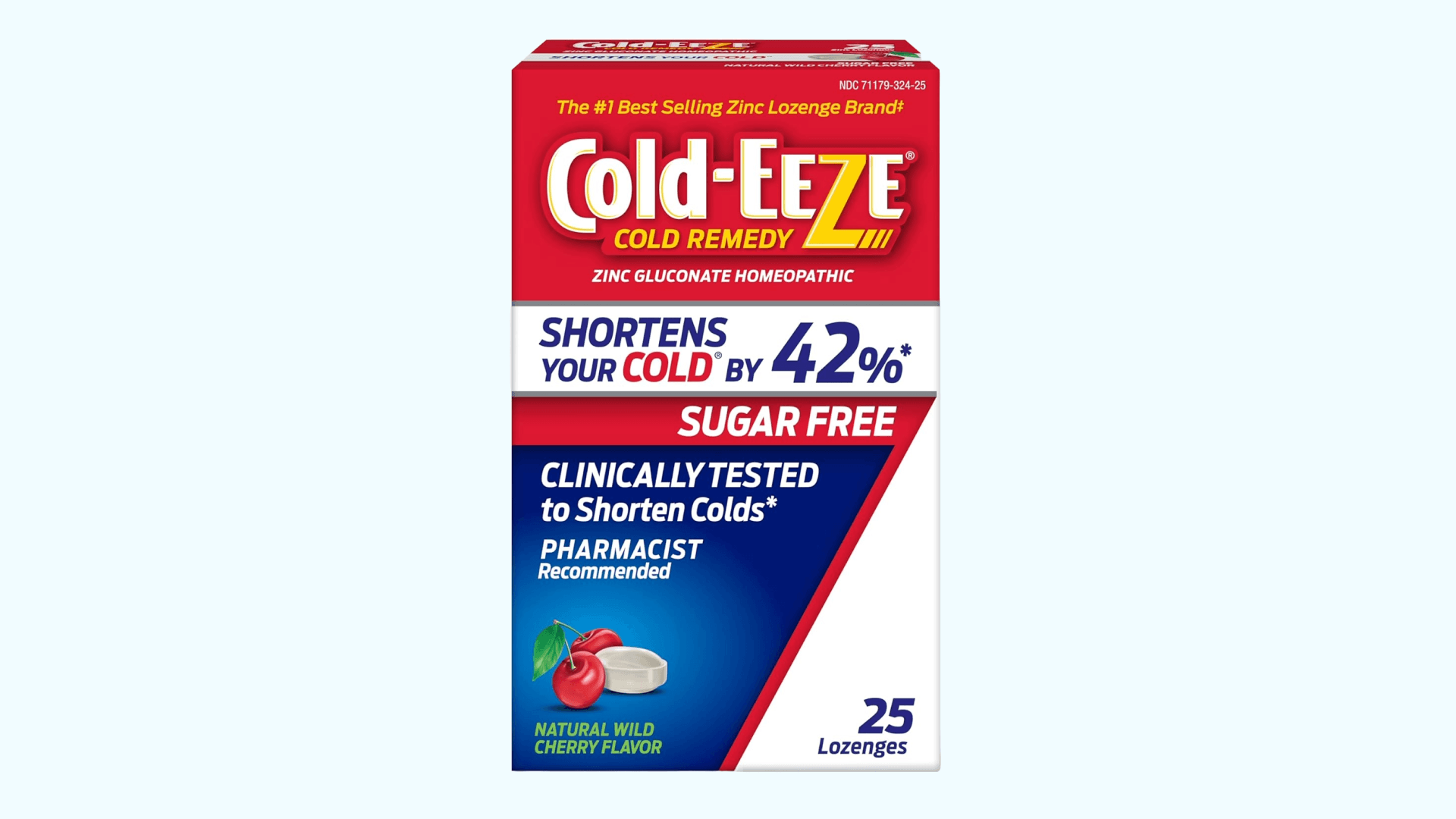 Cold-EEZE Sugar-Free, Natural Wild Cherry Zinc Lozenges, Homeopathic Cold Remedy, Shortens The Common Cold, Sore Throat, Cough, Congestion & Post Nasal Drip, 25 Ct