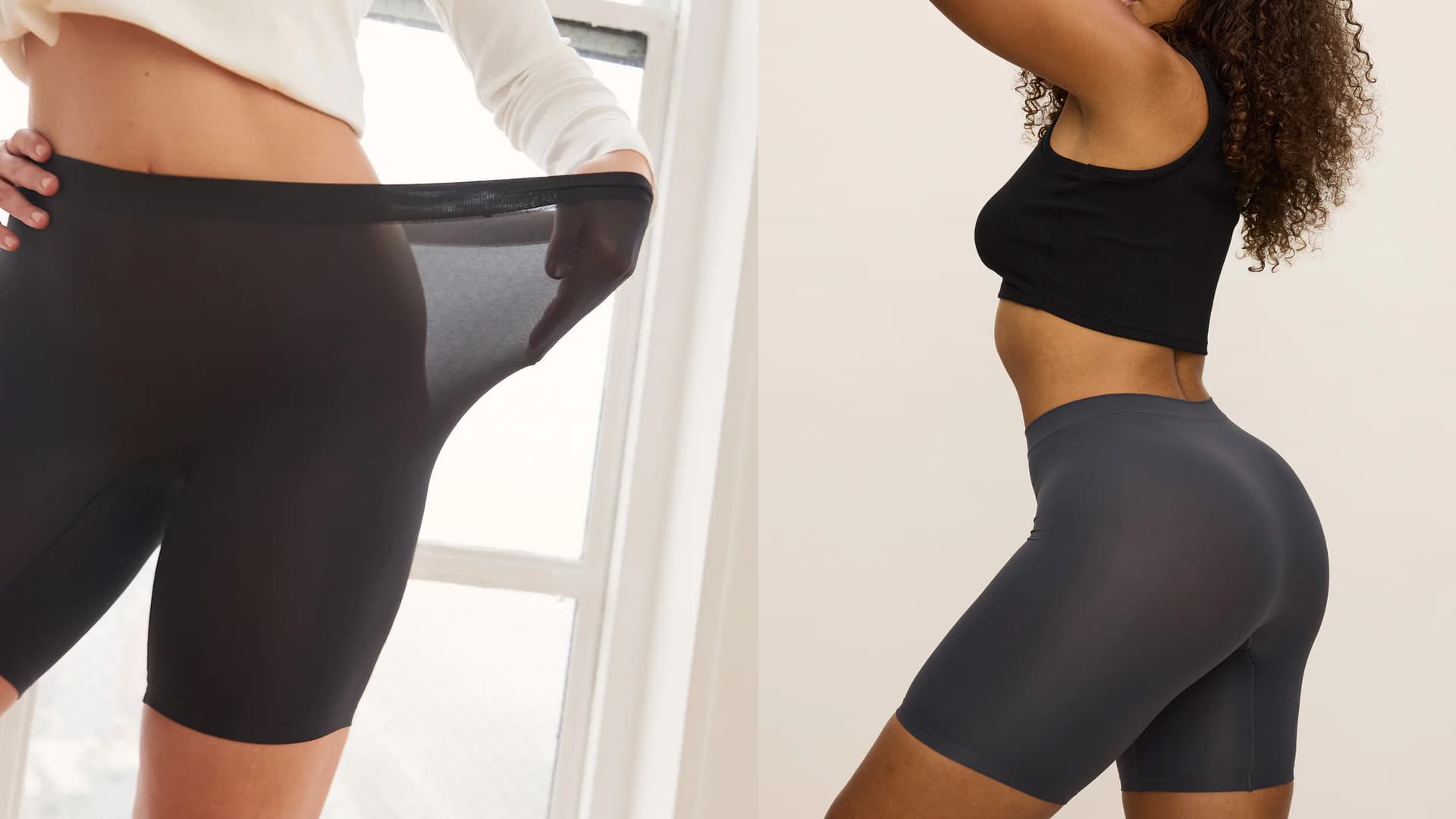 Black slip shorts from Thigh Society. 