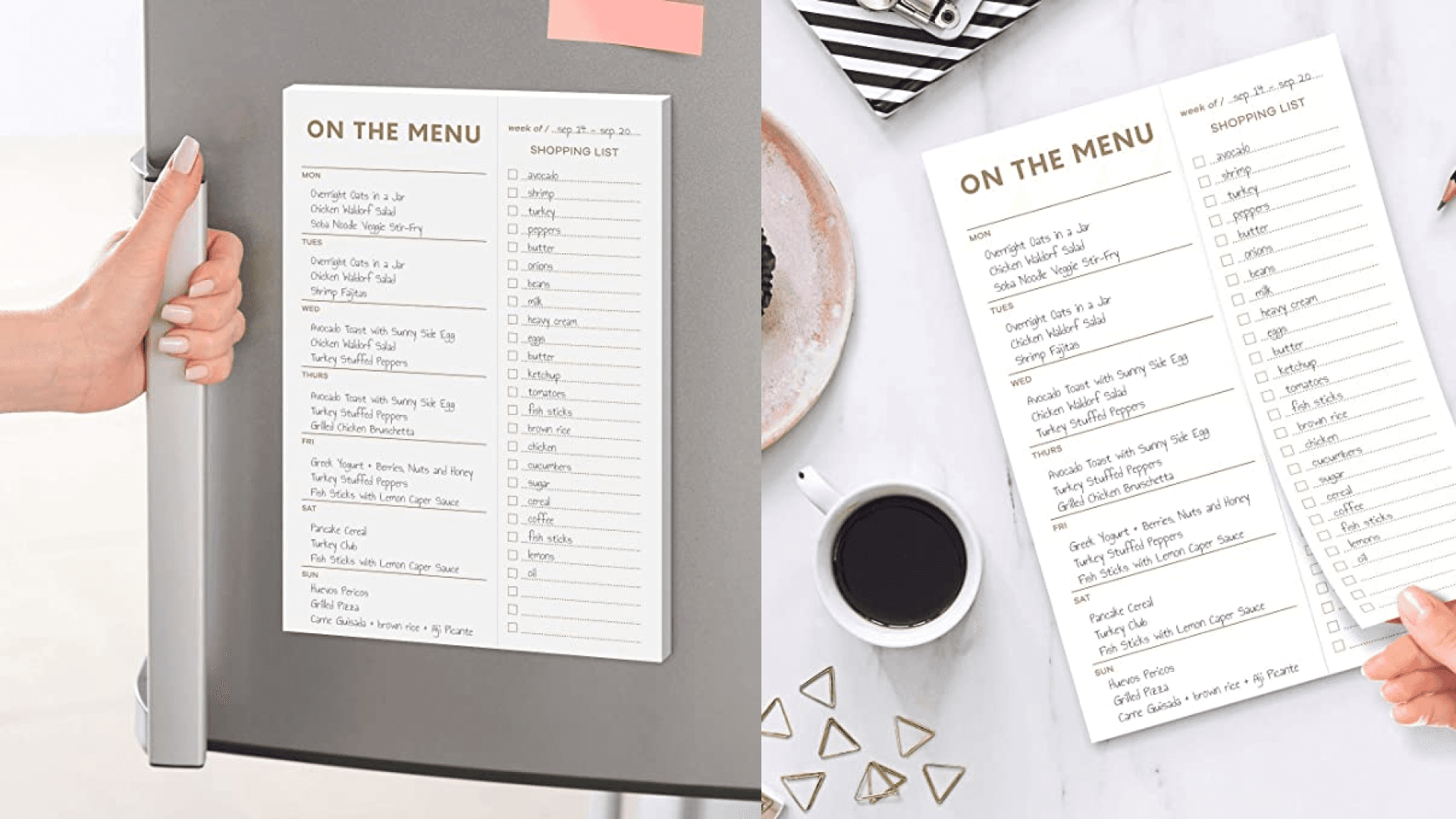 grocery pad to help with meal planning for the week with a tear-away grocery list section