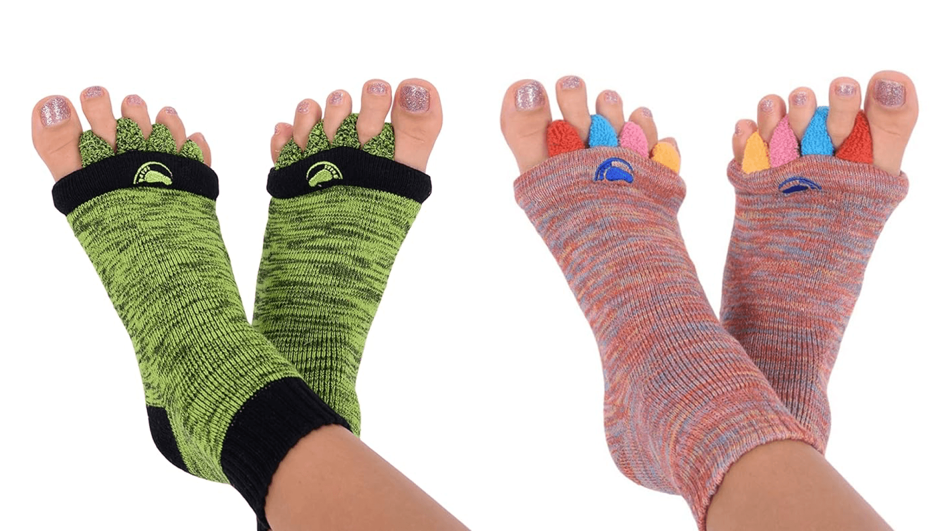 My Happy Feet Foot Alignment Socks with Toe Separators for Men or Women | Multicolor