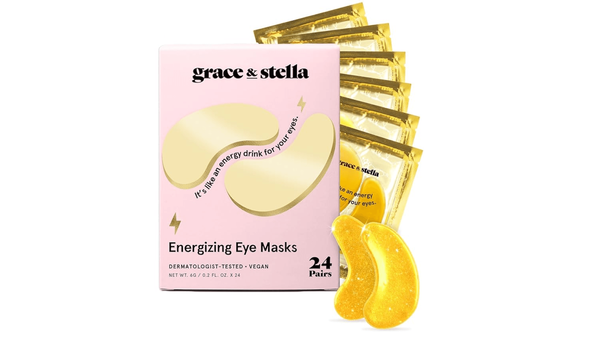 grace & stella Award Winning Under Eye Mask - Travel Essentials - Birthday Gifts for Women - Gel Eye Patches for Dark Circles, Puffy Eyes, Wrinkles, Undereye Bags - Vegan - Self Care (24 Pairs, Gold)