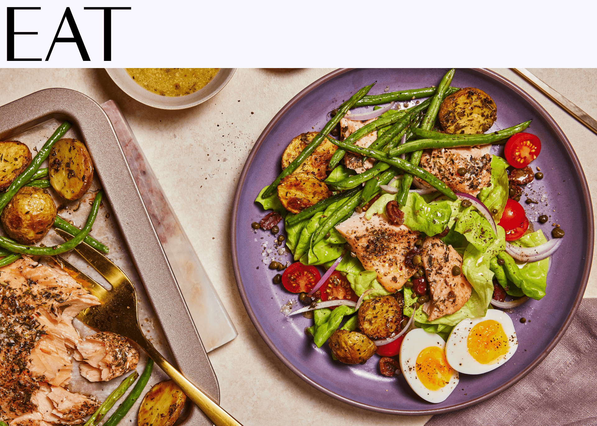 Sheet Pan Salmon Nicoise Salad