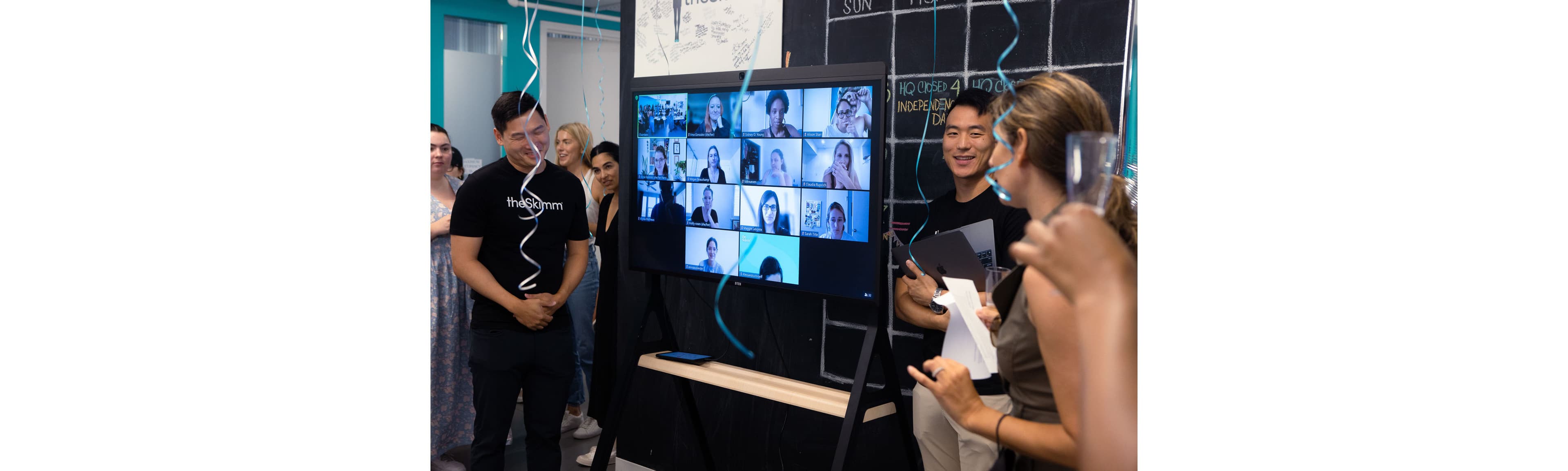 Hybrid remote and in office event at theSkimm