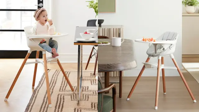 Lalo The Chair Convertible 3-in-1 High Chair for Babies & Toddlers, Dishwasher Safe Tray, Adjustable Footrest, Coconut