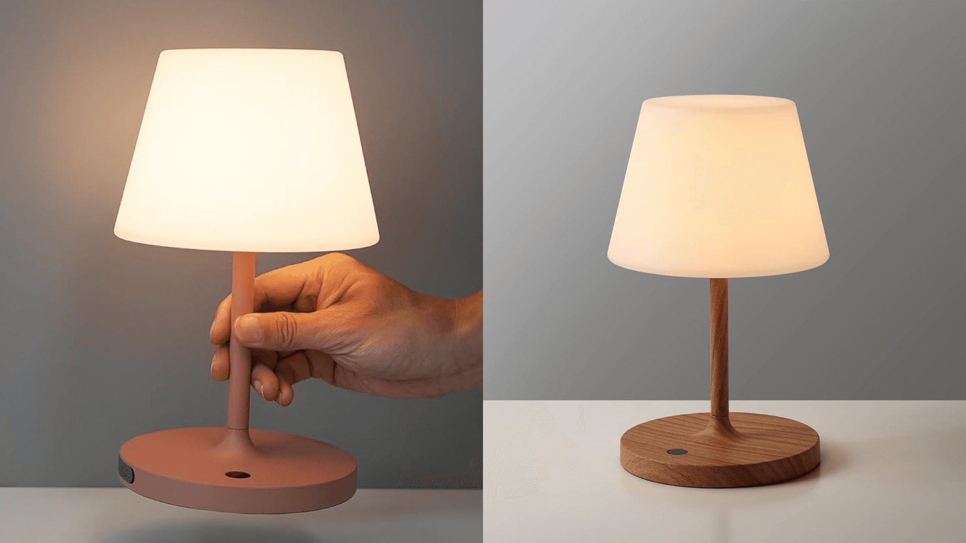 WEILAILUX Outdoor Battery Operated Table Lamp Waterproof, 4000mAh Cordless Rechargeable, Touch Dimmable Desk Lamp, LED Night Light for Patio Camping Restaurant Home, H9.6in, Wood Grain