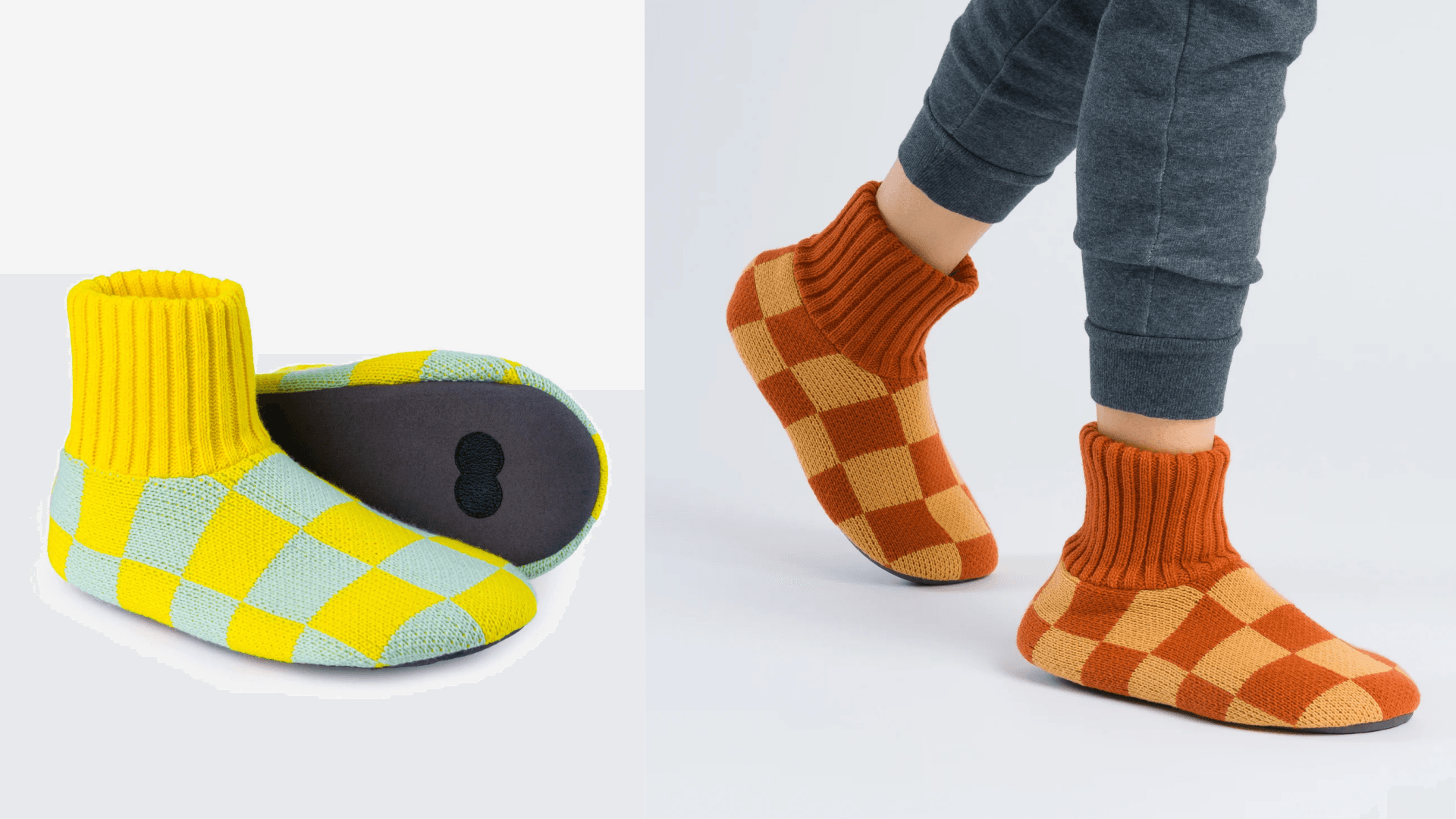 checkered colorful sock slippers with padded bottoms