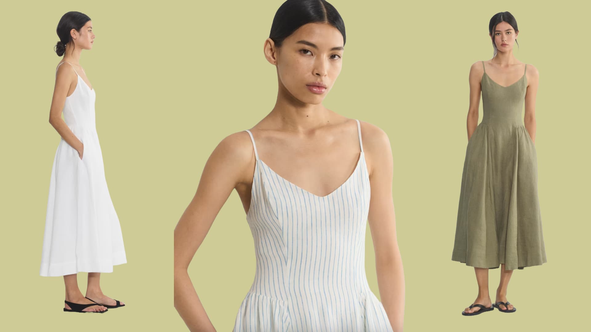 A V-neck fit-and-flare dress 