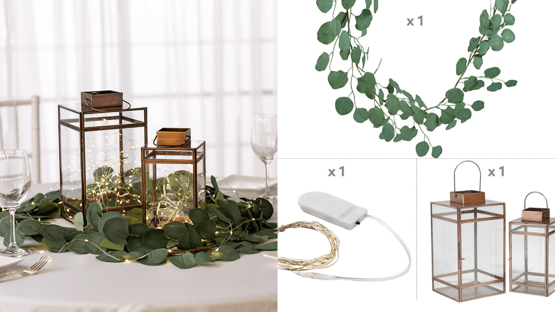 Copper lanterns for wedding table