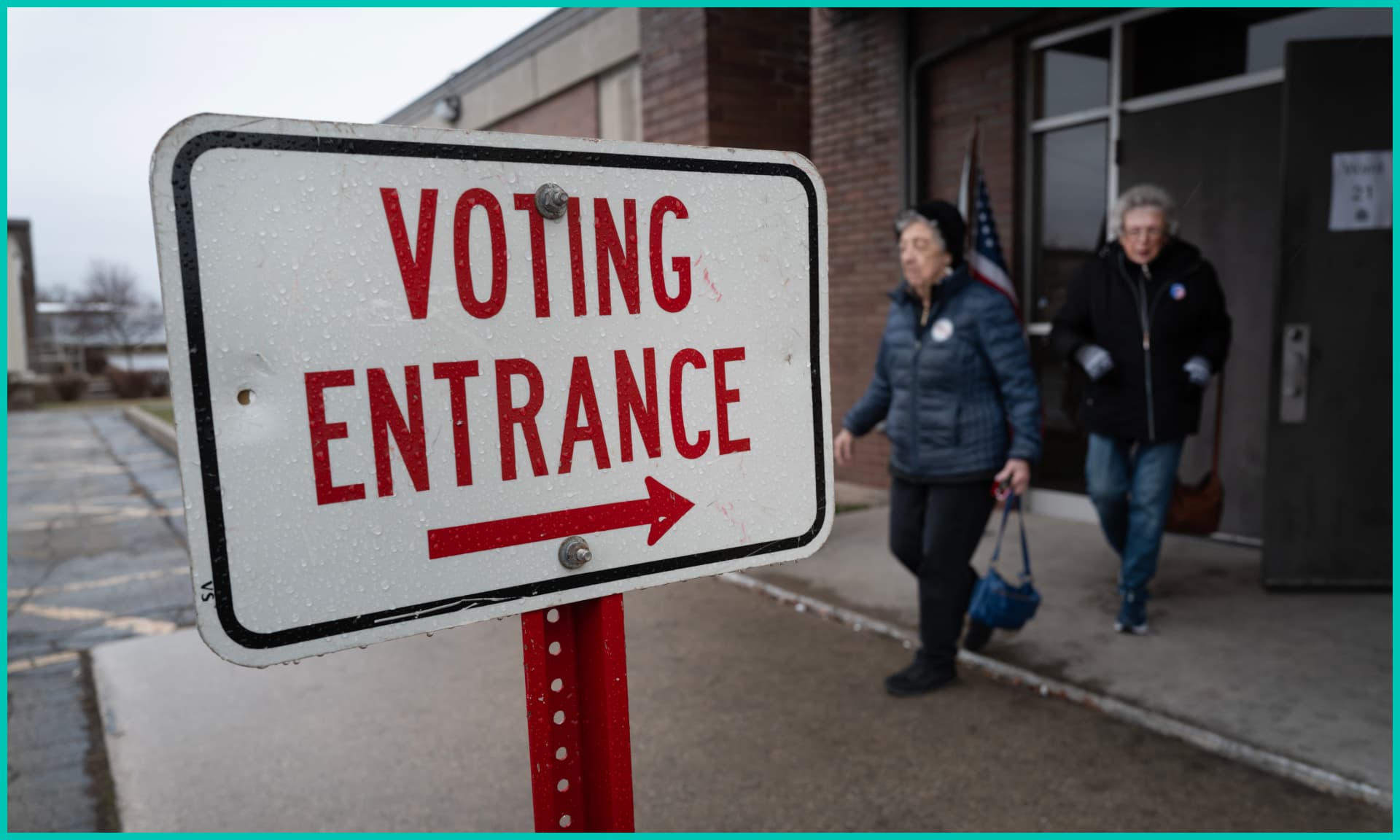Voting entrance sign outside of a polling place