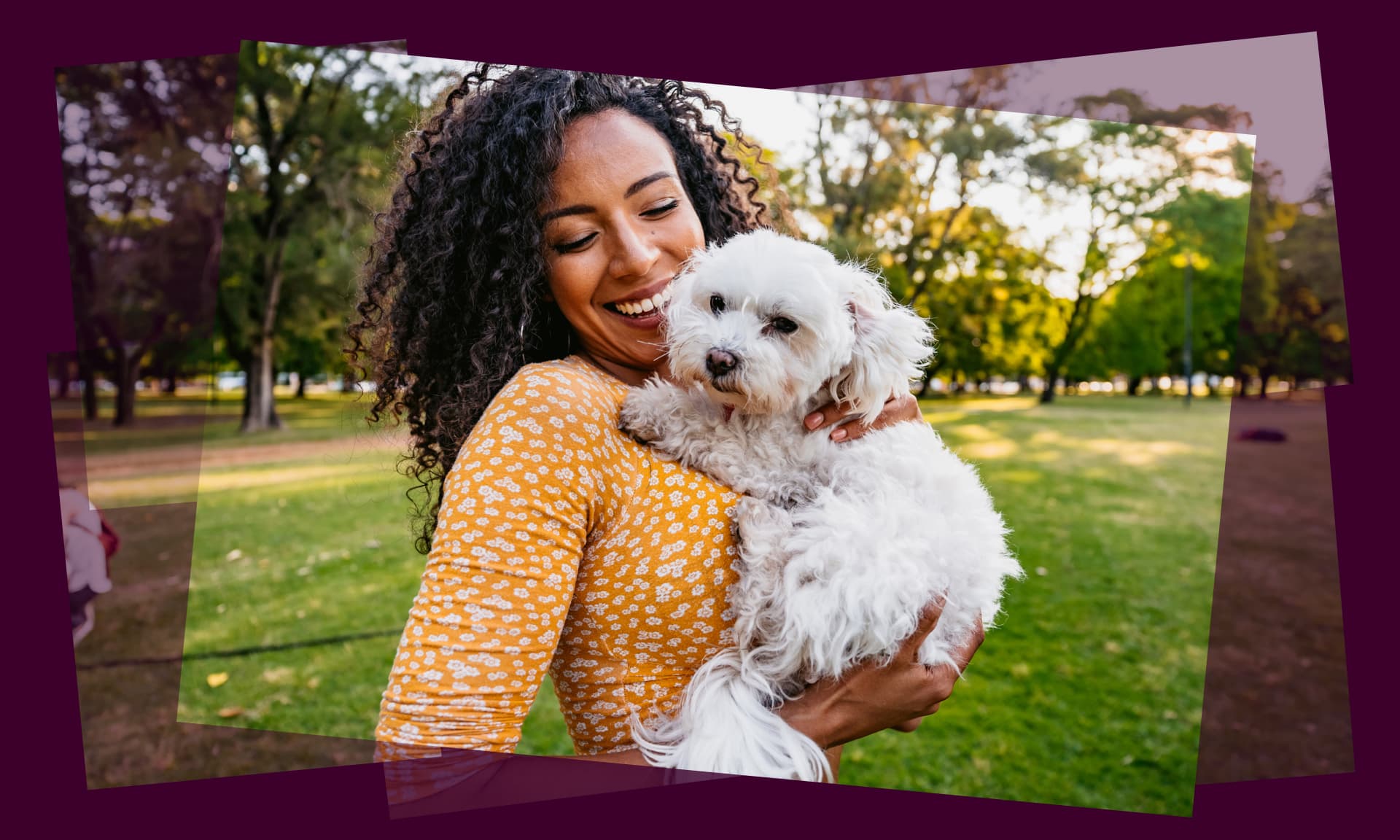 women holding small dog
