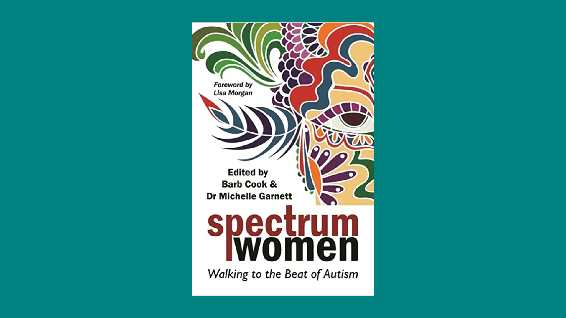 Cover of book "Spectrum Women," which includes a close-up drawing of a woman's face and floral designs
