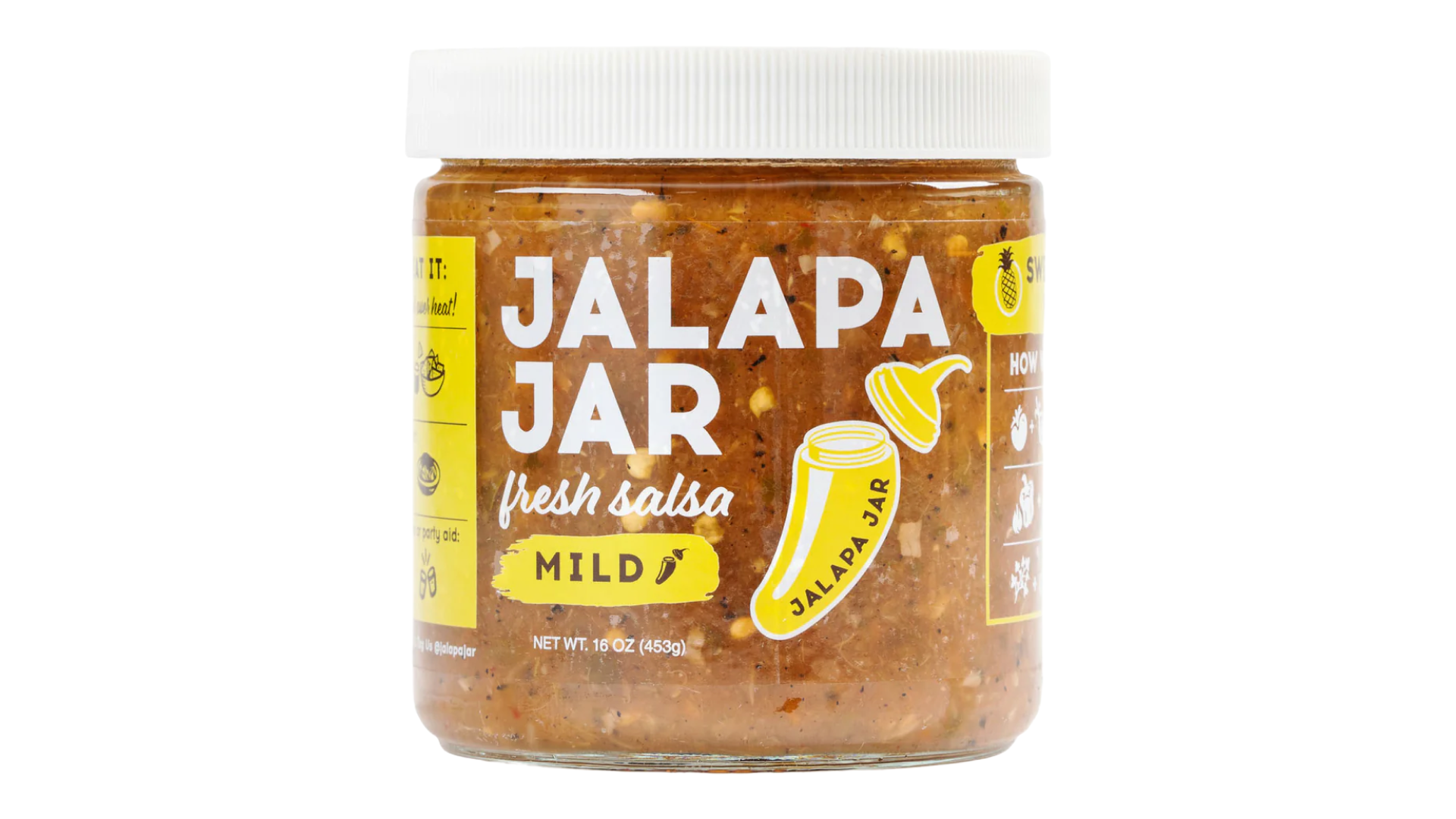 Jalapa Jar Mild Fresh Salsa Jar on white background