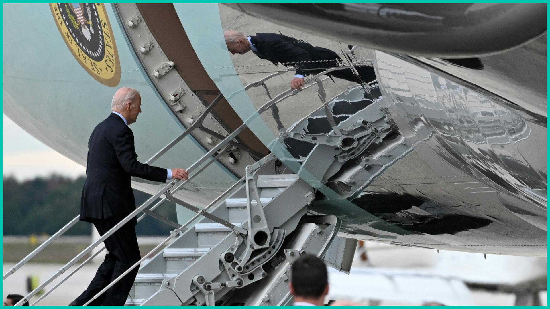 US President Joe Biden boards Air Force One enroute to Israel