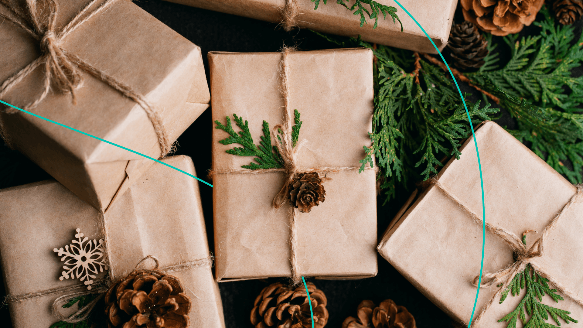 Holiday gifts in homemade wrapping paper